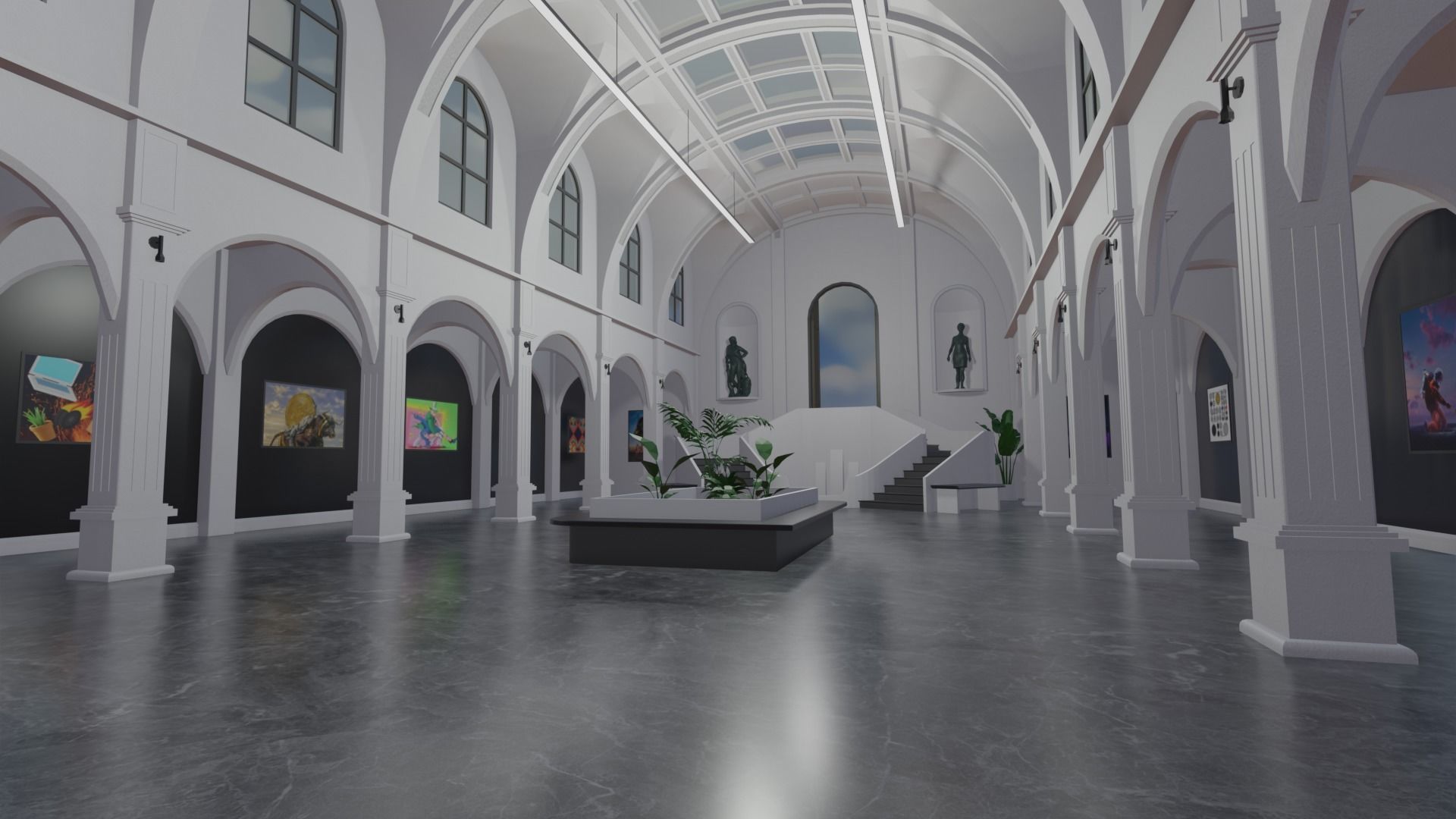 Metaverse NFT Art Gallery Low-poly 3D model_9