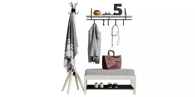 Hallway Floor Hanger Shelf Bench Pottery Barn Bag 3D model