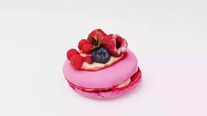 Framboise raspberry macaron confection 3D model