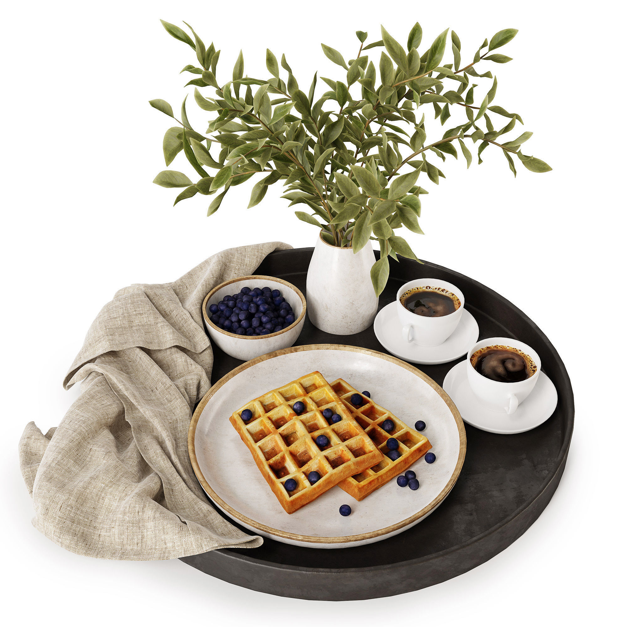 Breakfast on a tray w004 3D model_1