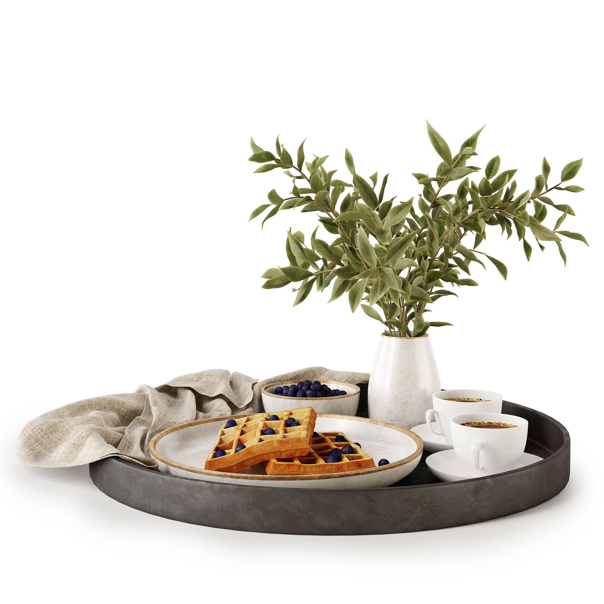 Breakfast on a tray w004 3D model_2