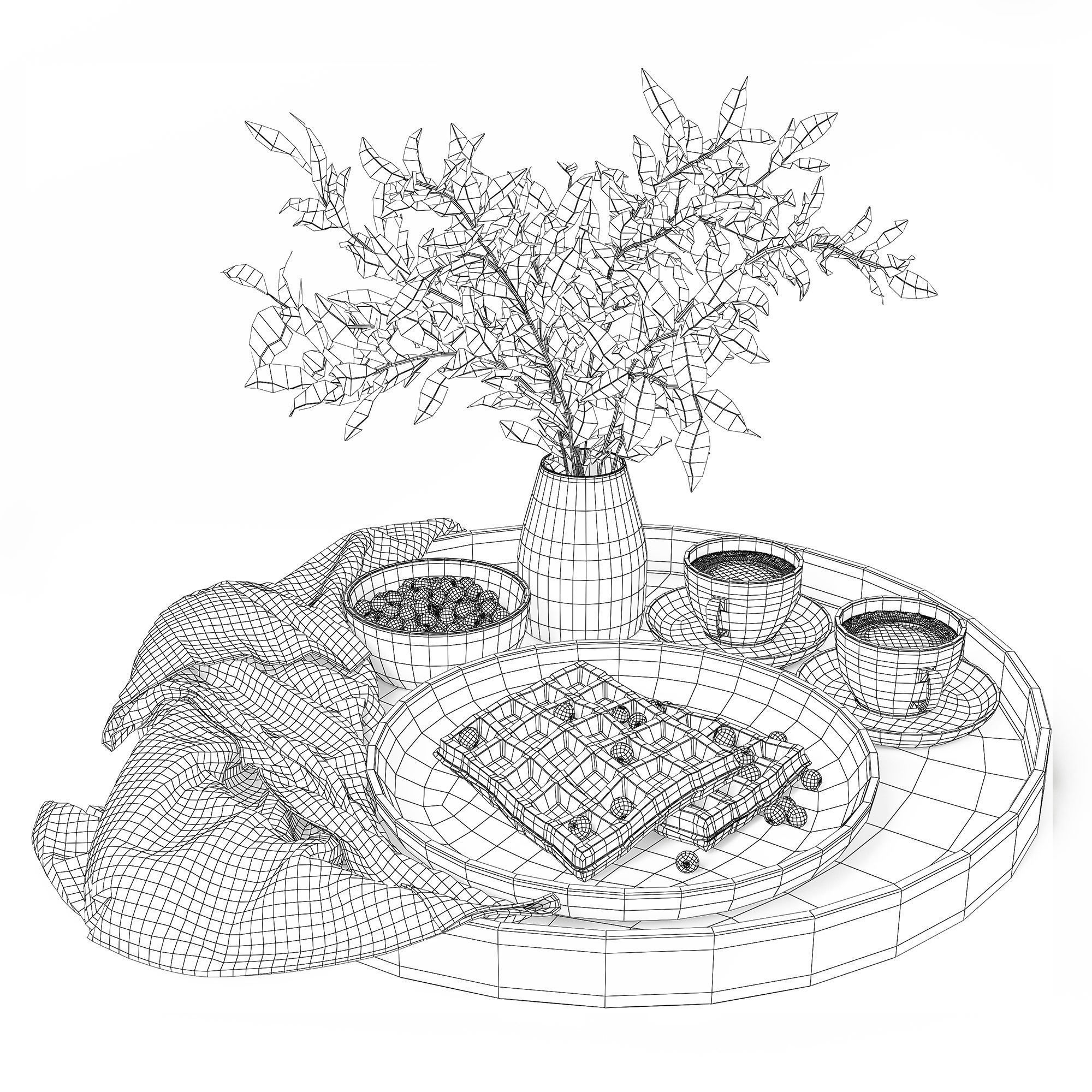Breakfast on a tray w004 3D model_6