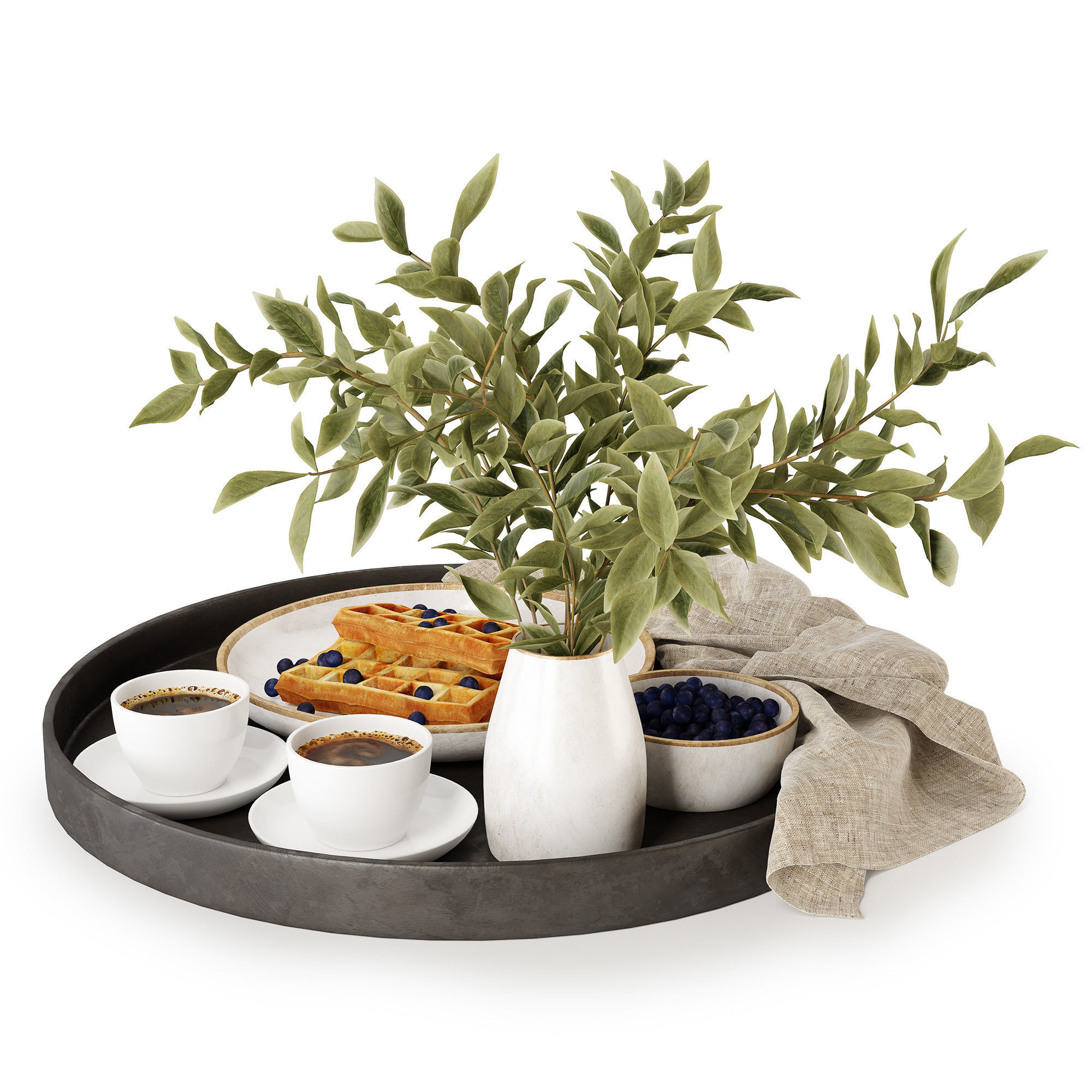 Breakfast on a tray w004 3D model_4