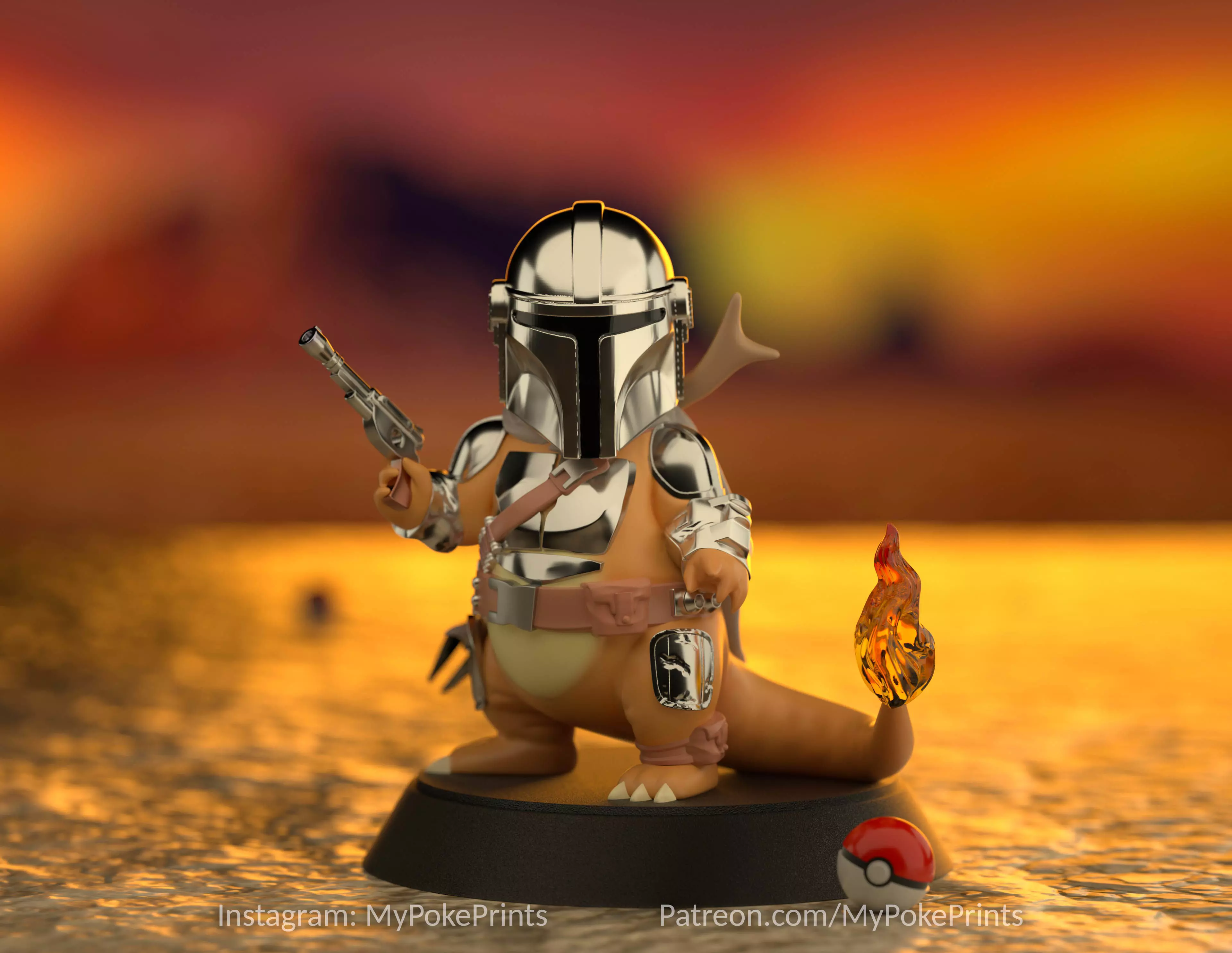 Charmanderlorian - Charmander Mandalorian pokemon mashup 3D print model