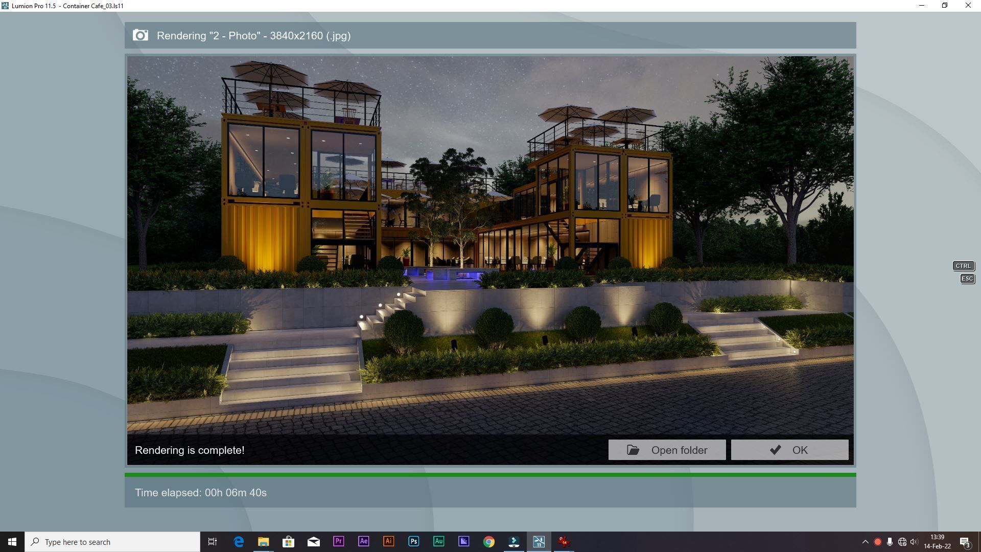 SCENE LUMION 11 5 AND EXTERIOR CONTAINER CAFE 3D model_1