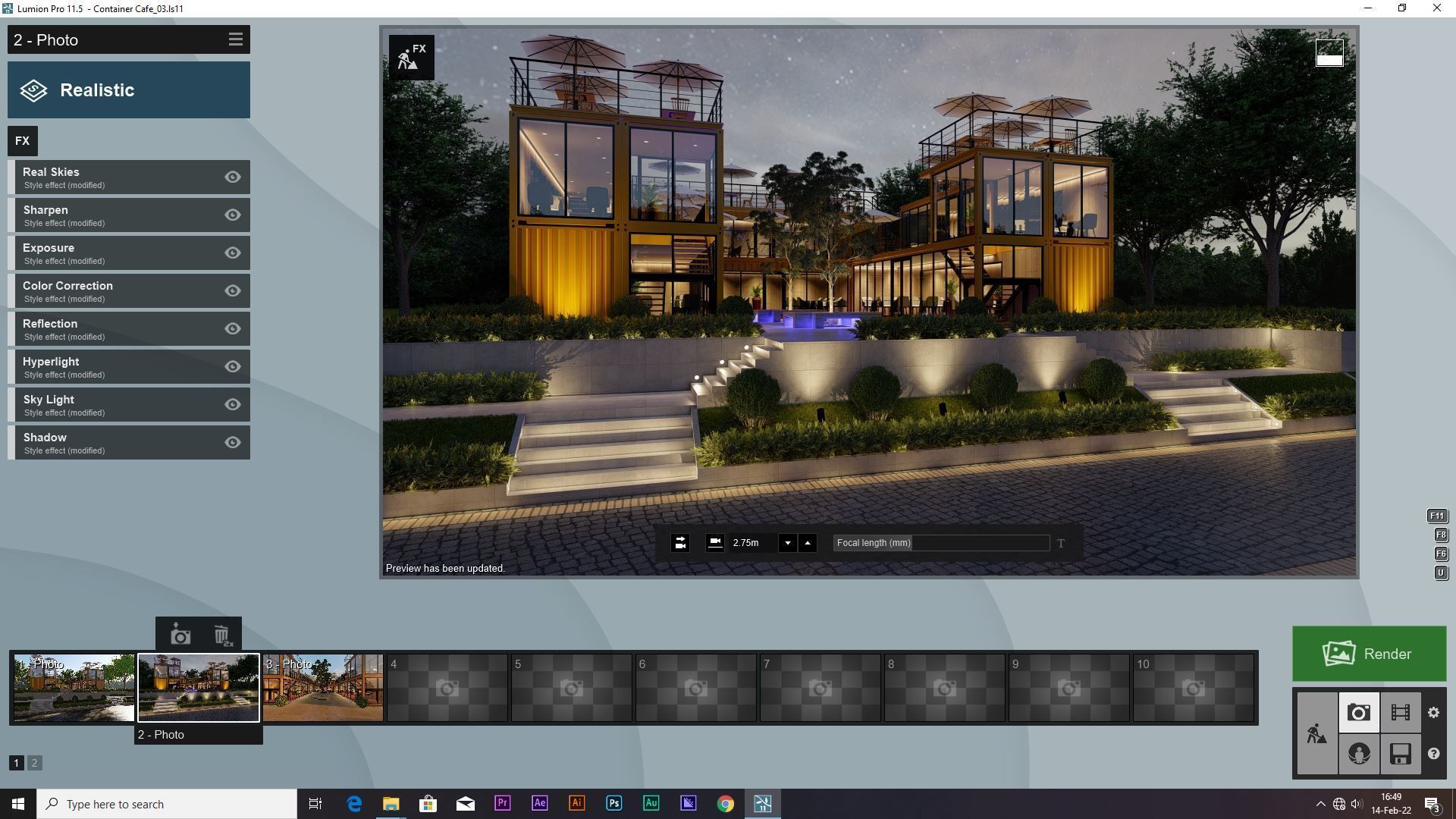 SCENE LUMION 11 5 AND EXTERIOR CONTAINER CAFE 3D model_2