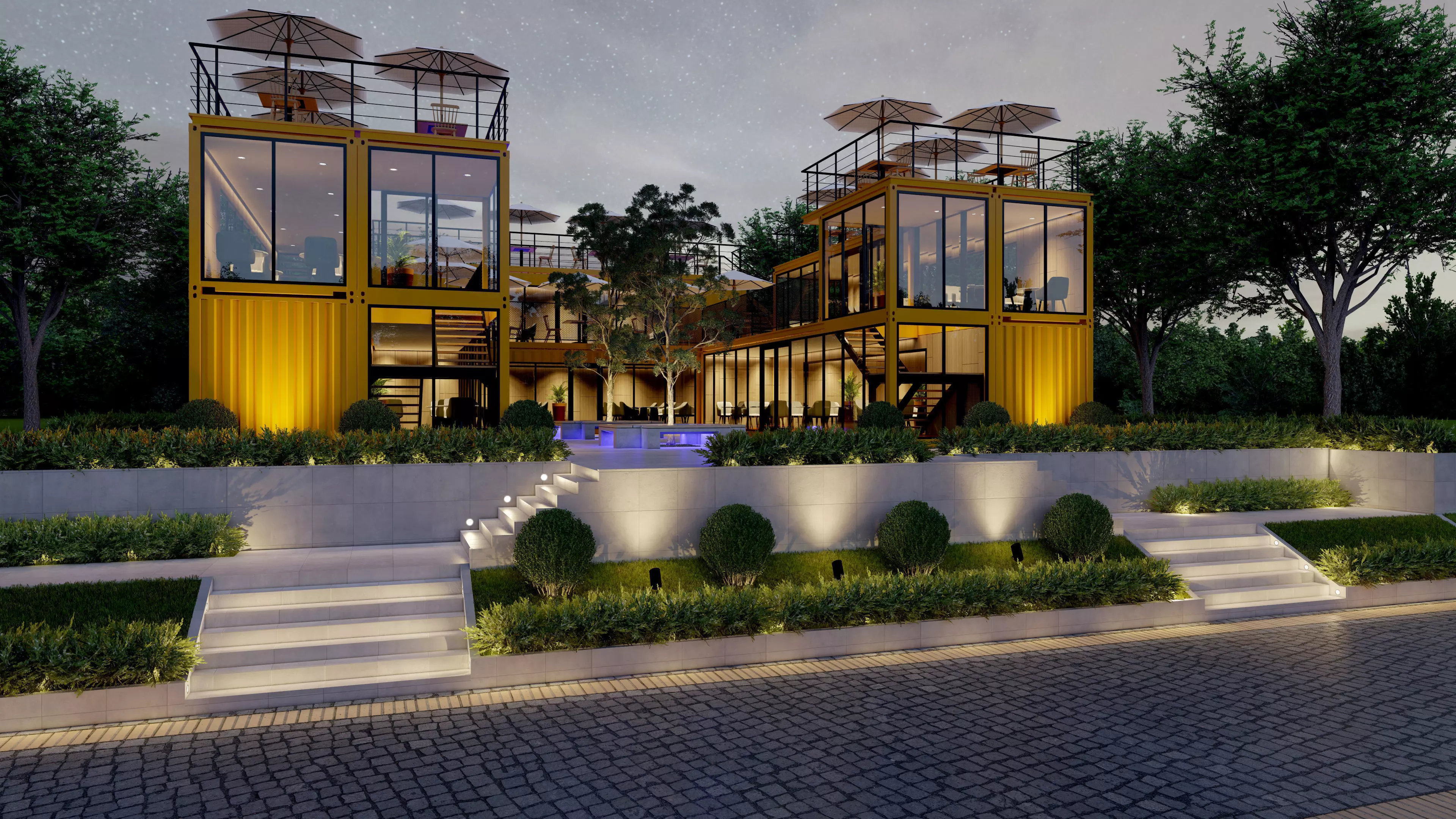 SCENE LUMION 11 5 AND EXTERIOR CONTAINER CAFE 3D model_0