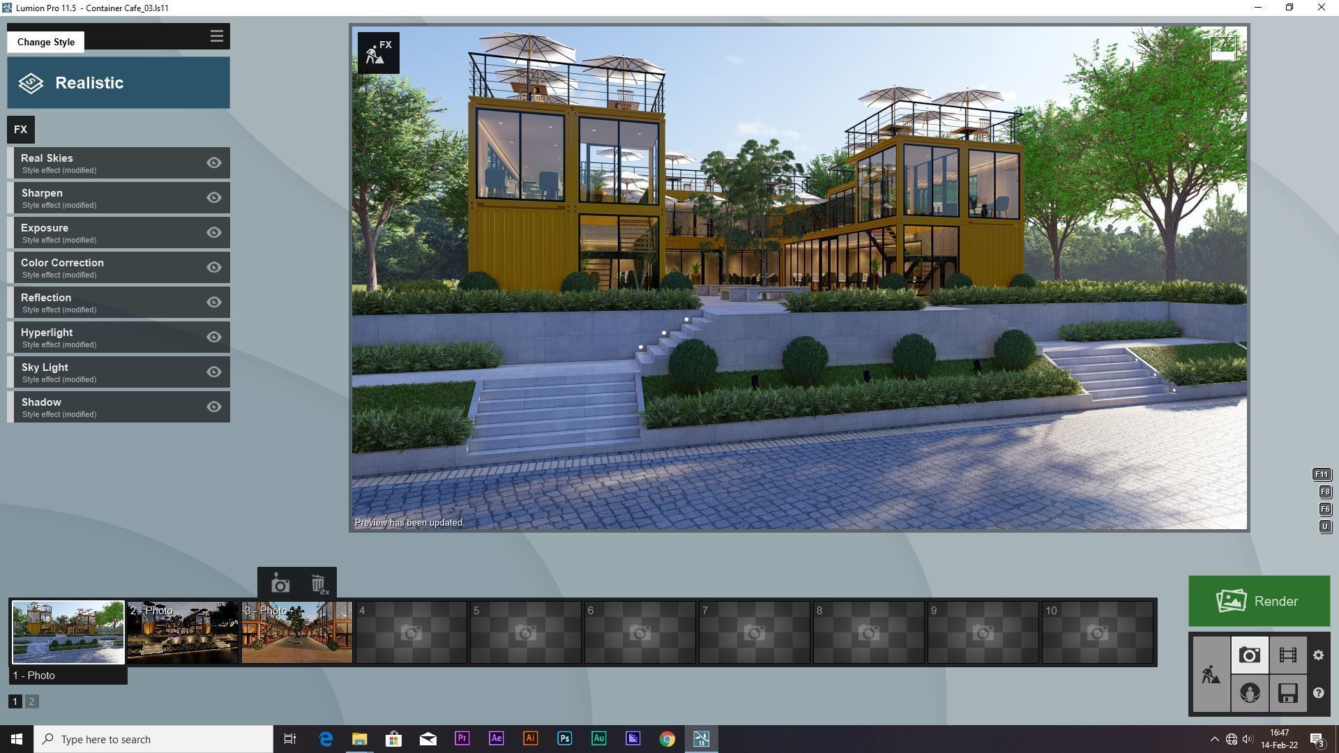 SCENE LUMION 11 5 AND EXTERIOR CONTAINER CAFE 3D model_6