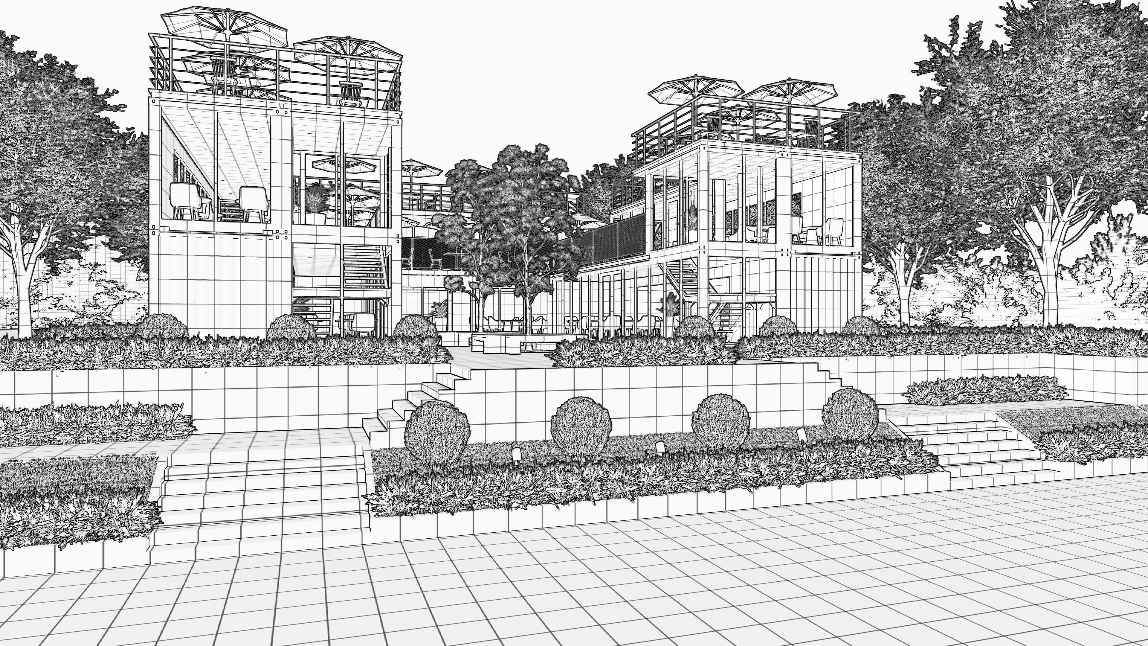 SCENE LUMION 11 5 AND EXTERIOR CONTAINER CAFE 3D model_4