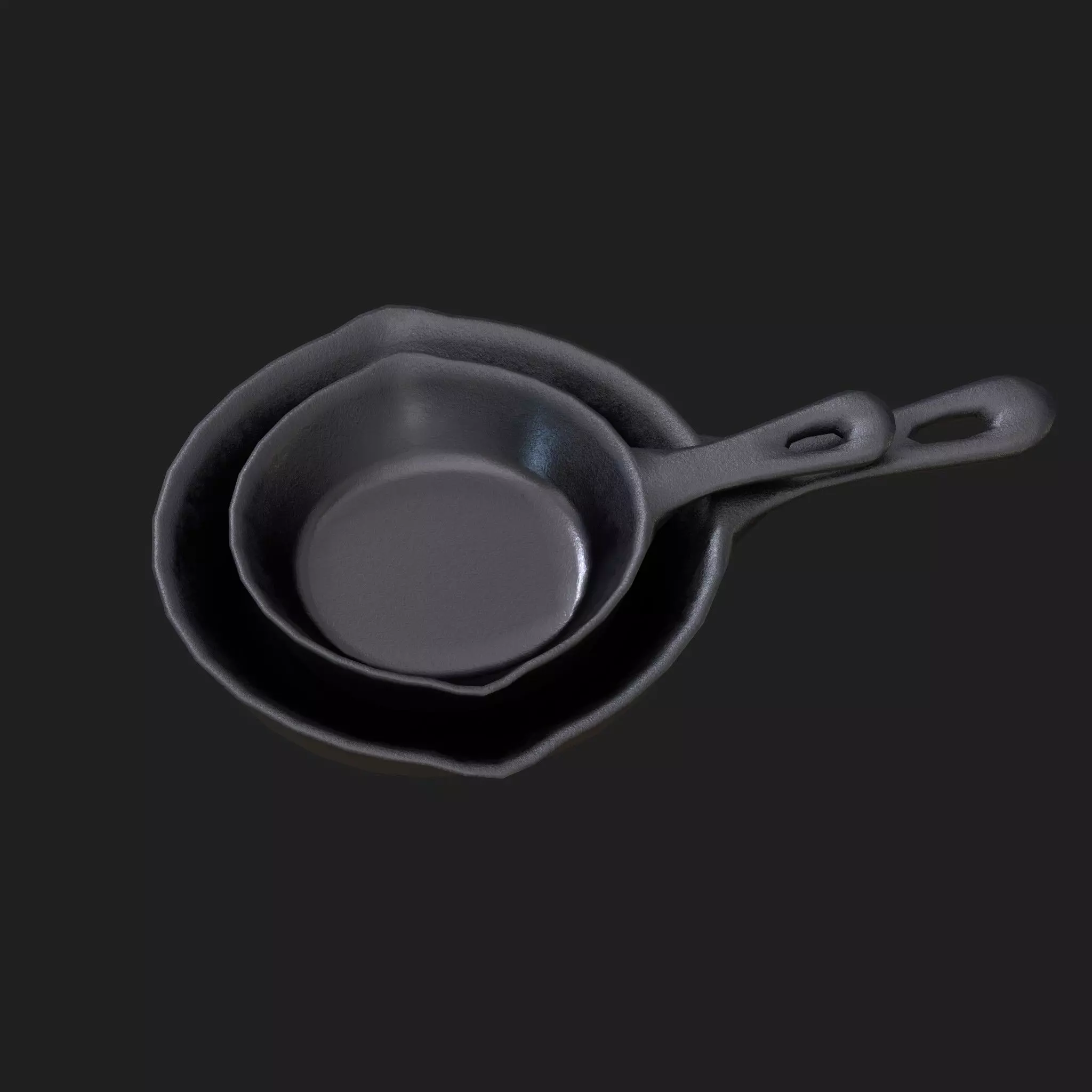 Cast Iron Pans 2 Piece Set Low-poly 3D model