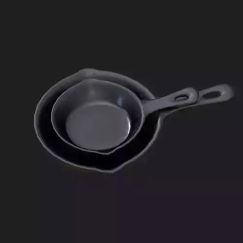 Cast Iron Pans 2 Piece Set  Low-poly 3D model