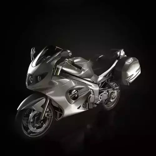 Silver Motorcycle With Helmet Case