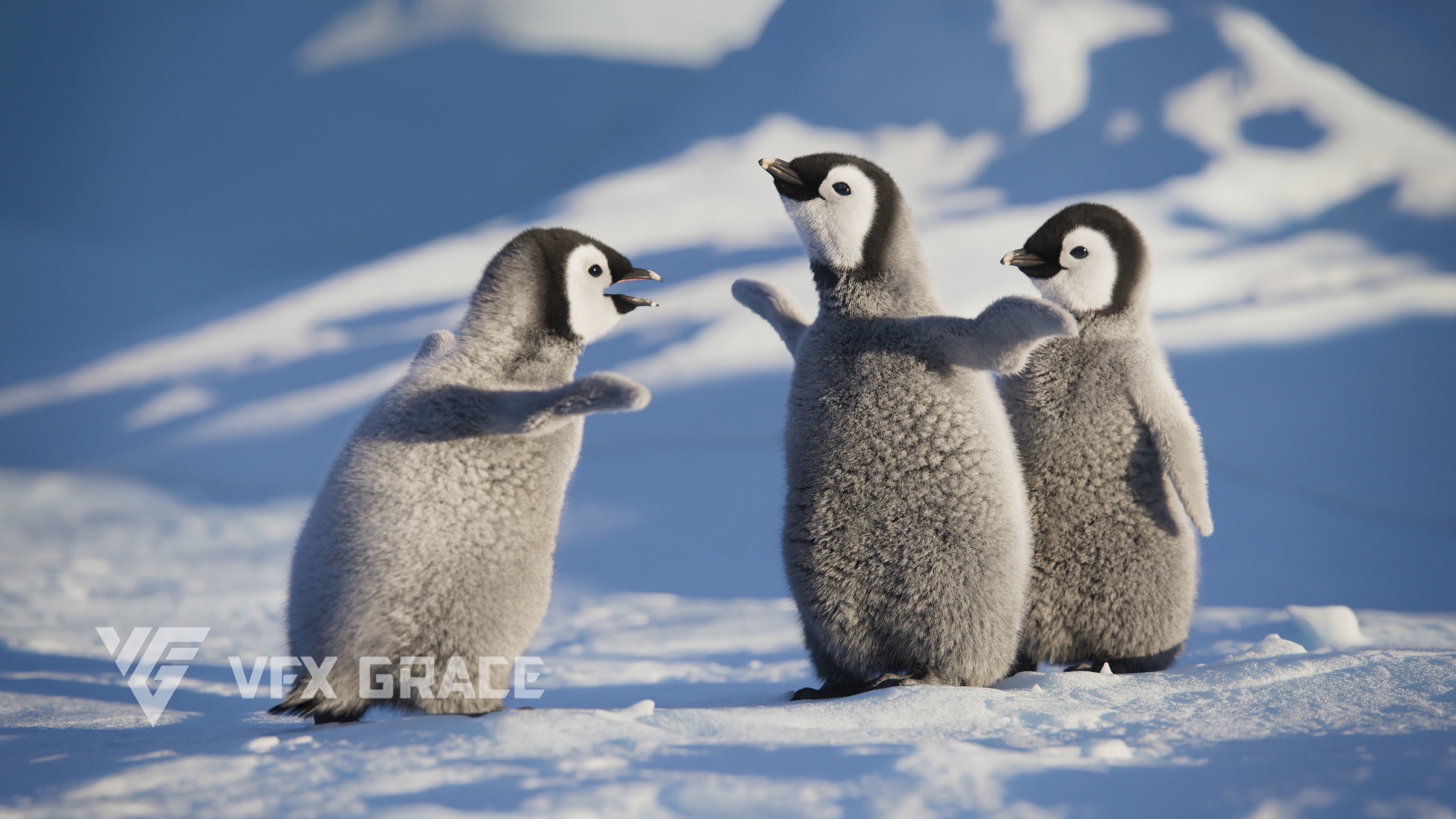 Baby Emperor Penguin Animated VFX Grace 3D model_5