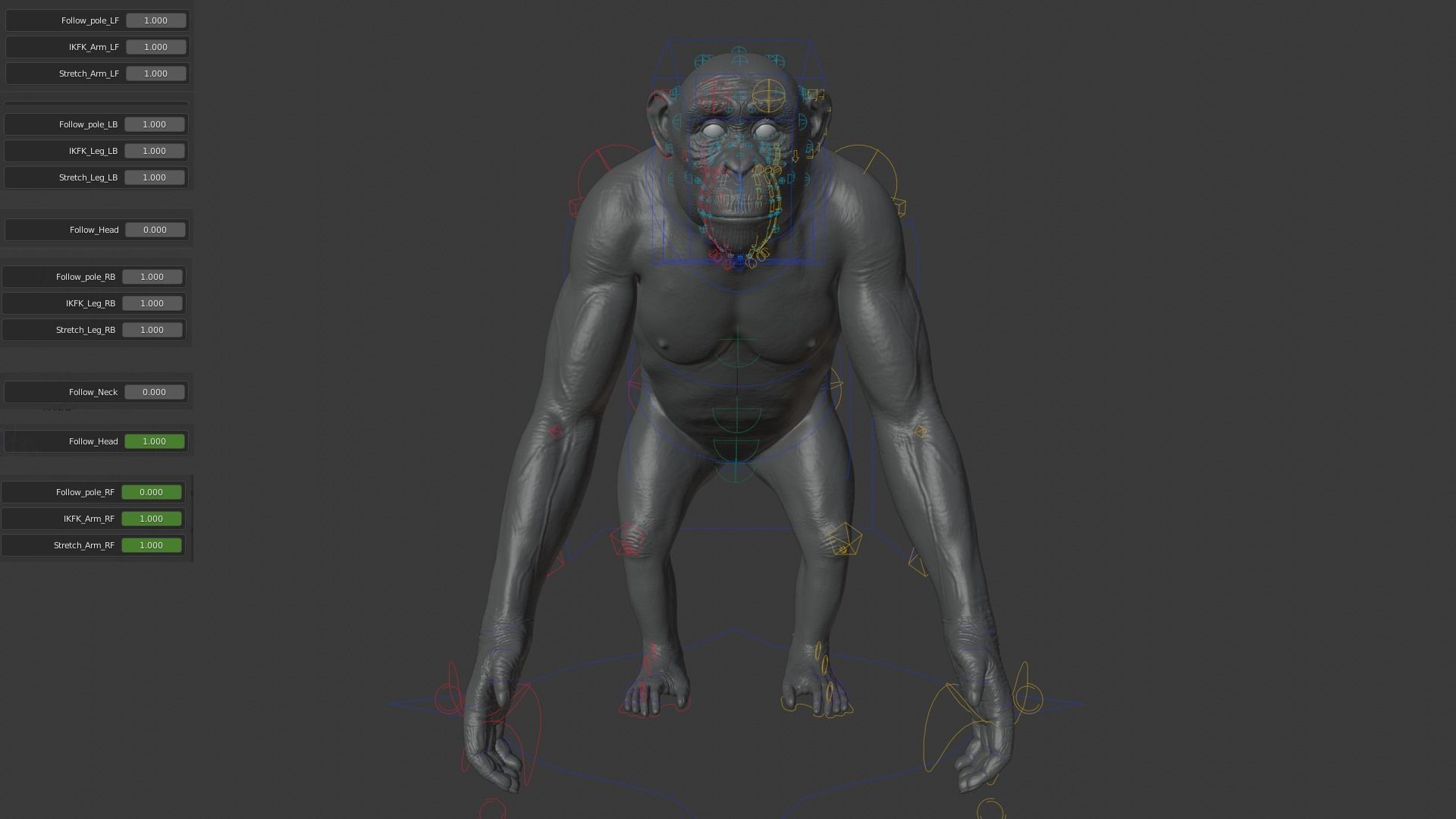 Chimpanzee Rigged VFX Grace 3D model_16