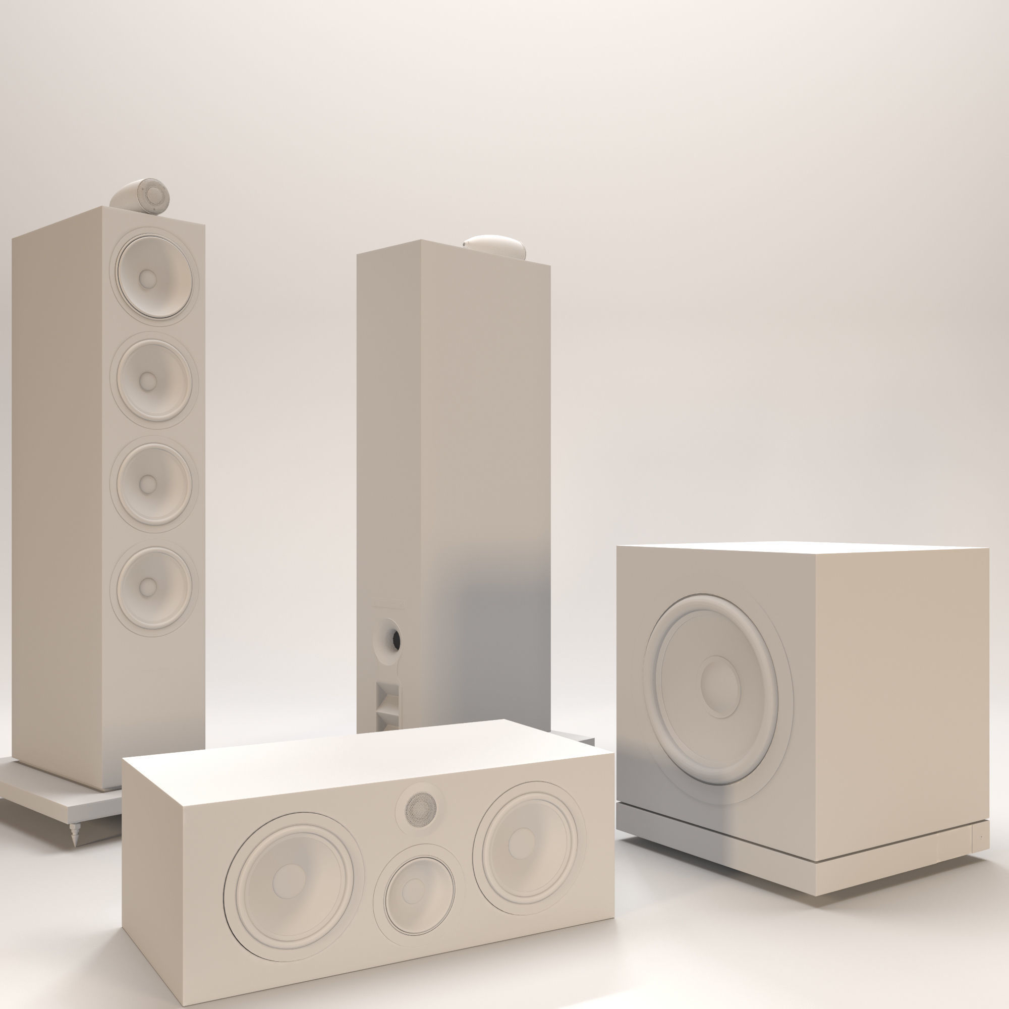 Bowers and Wilkins 702 s2 plus Subwoofer Low-poly 3D model_7