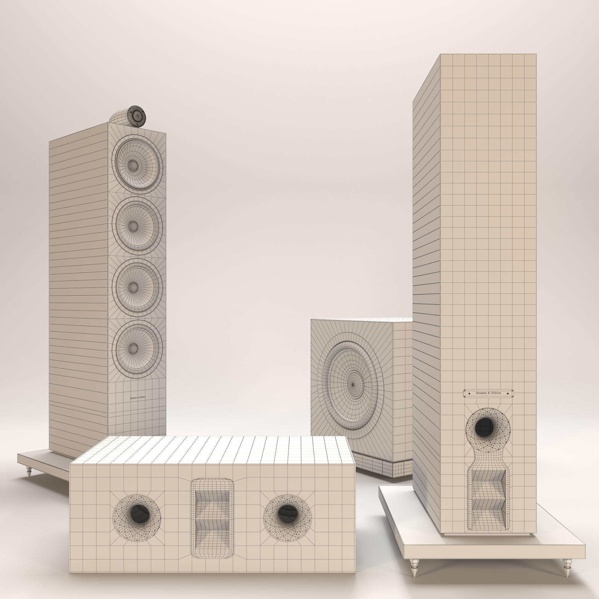Bowers and Wilkins 702 s2 plus Subwoofer Low-poly 3D model_9