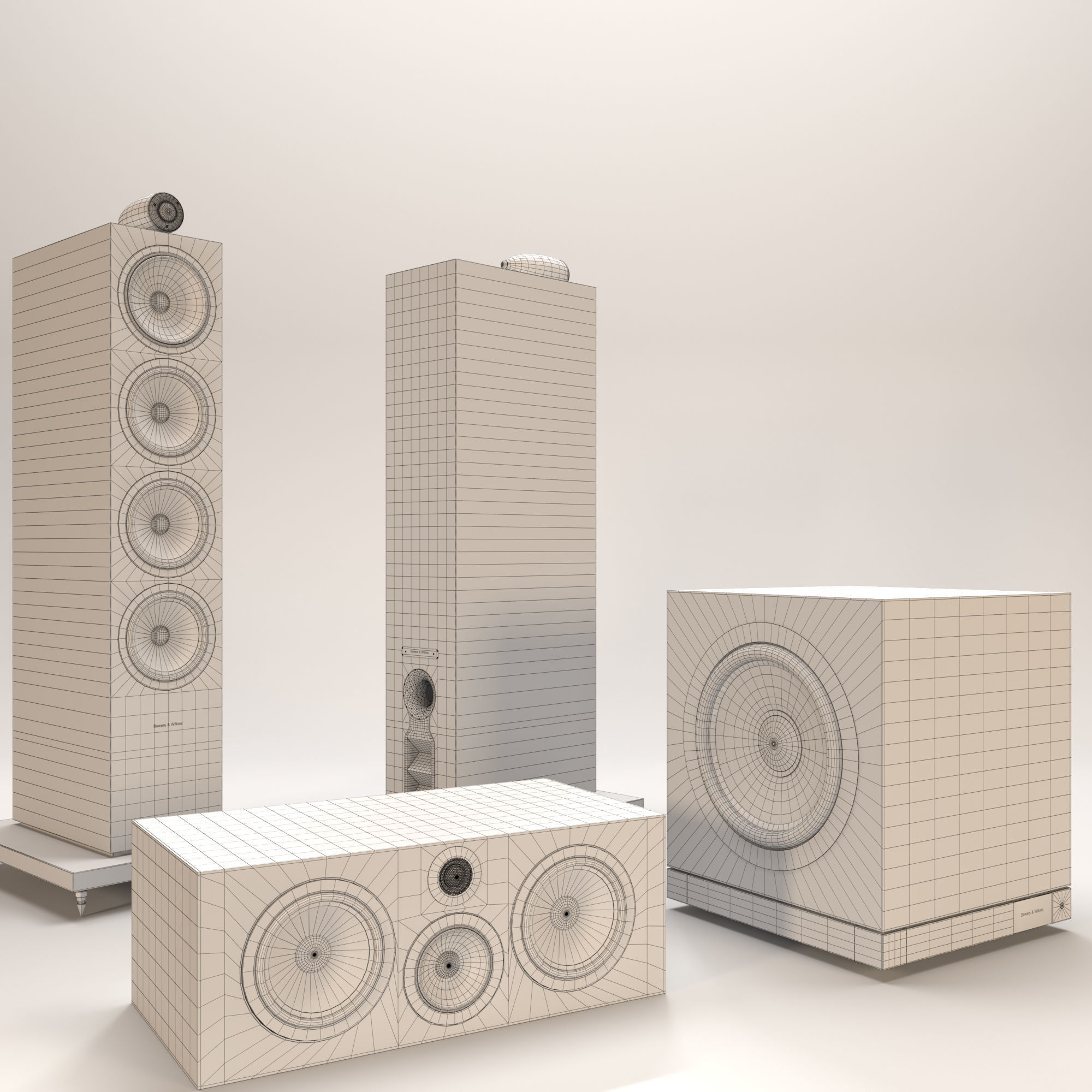 Bowers and Wilkins 702 s2 plus Subwoofer Low-poly 3D model_8