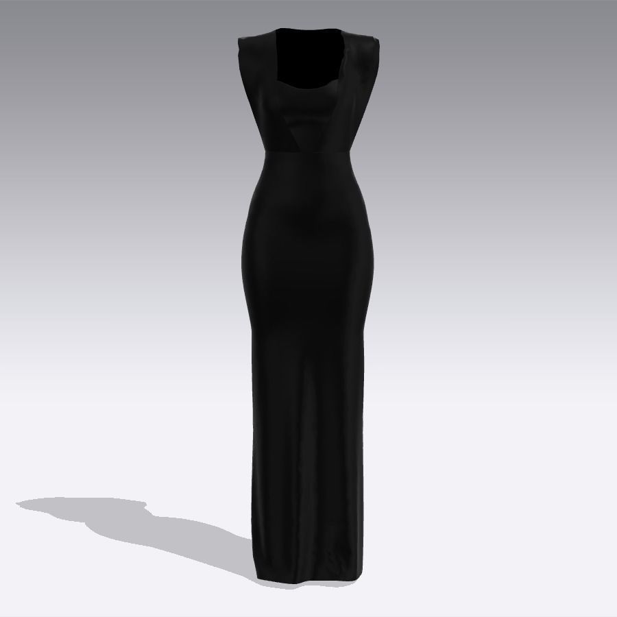 DRESS LOOK LONG BLACK MODERN 3D model CGTrader