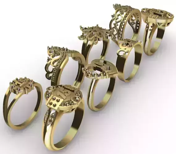 Lady Crown ring collection 8 units anillos de 15  coronas