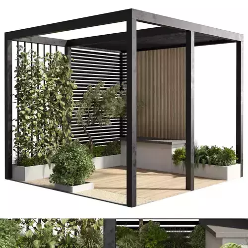 Landscape Furniture with Pergola and Roof garden