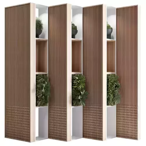 Wooden Partition With Plant 01