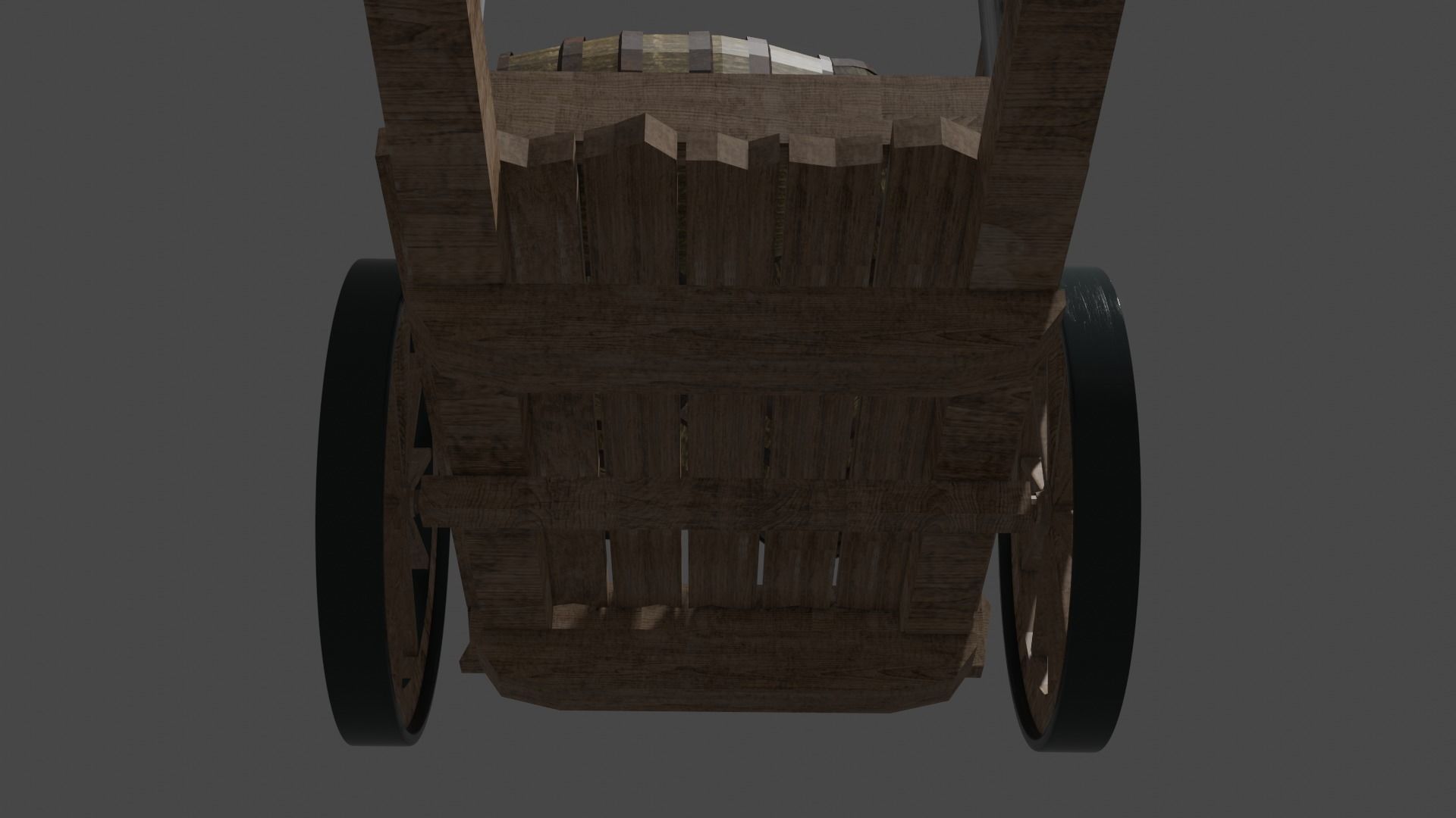wooden cart with barrels Low-poly 3D model Free low-poly 3D model_9