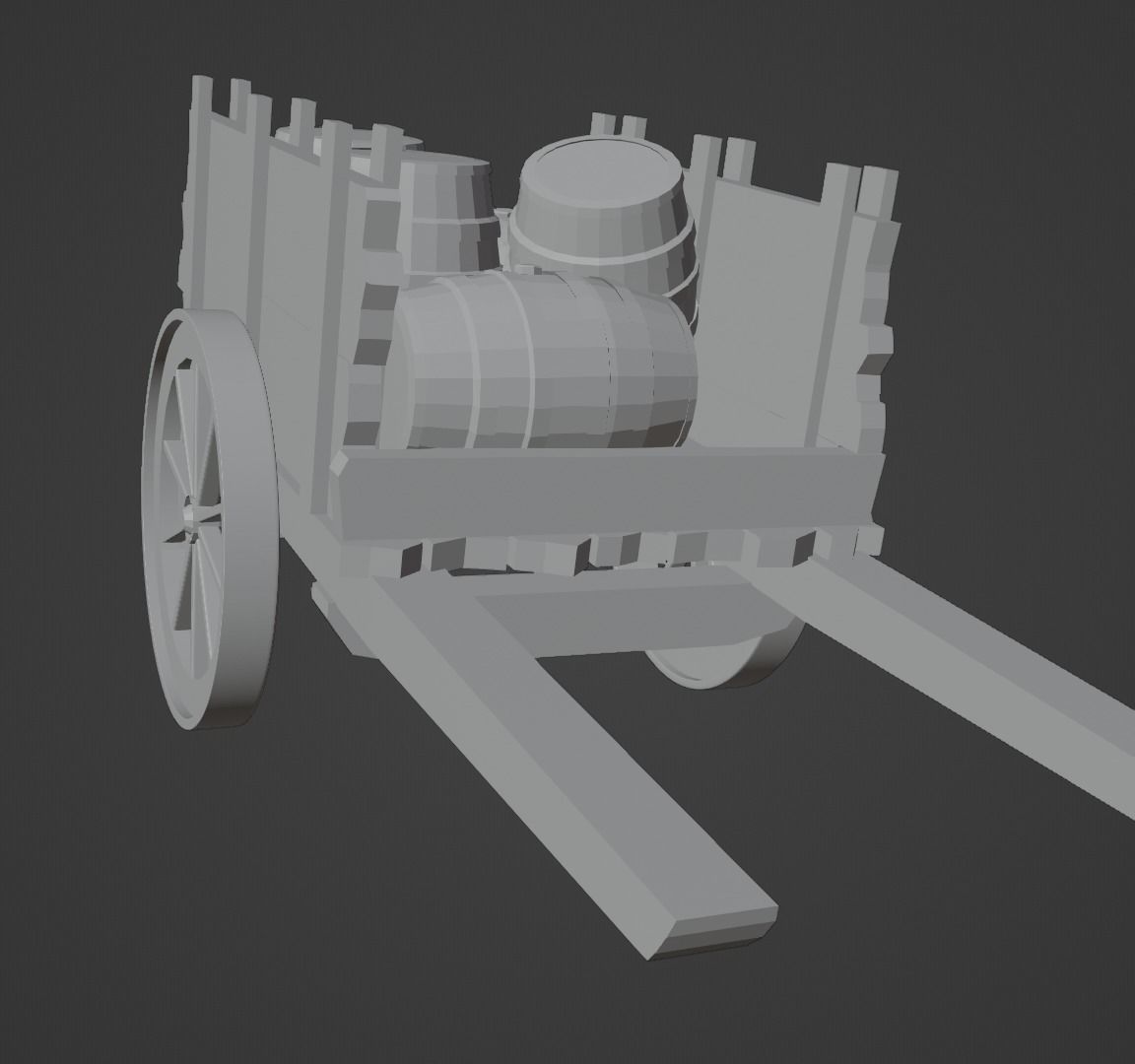 wooden cart with barrels Low-poly 3D model Free low-poly 3D model_7