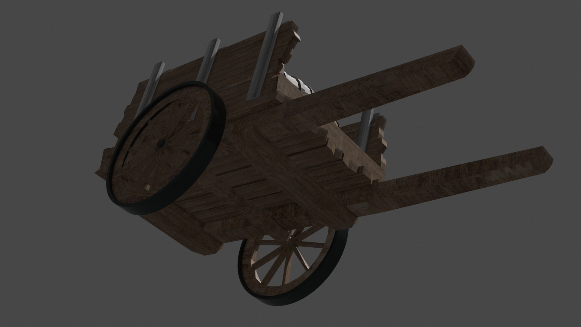 wooden cart with barrels Low-poly 3D model Free low-poly 3D model_11