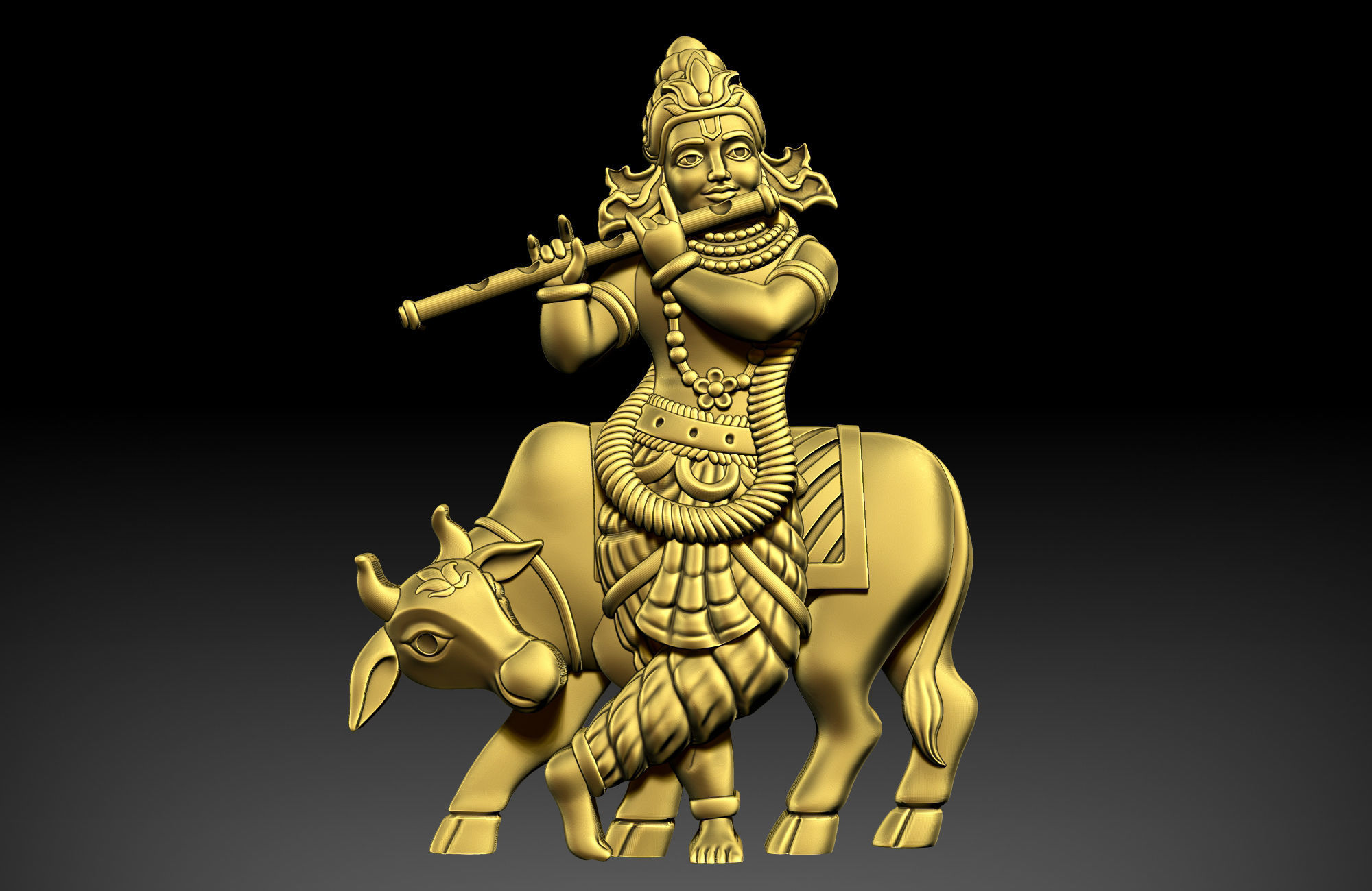 Krishna and cow version 2 3D print model_6