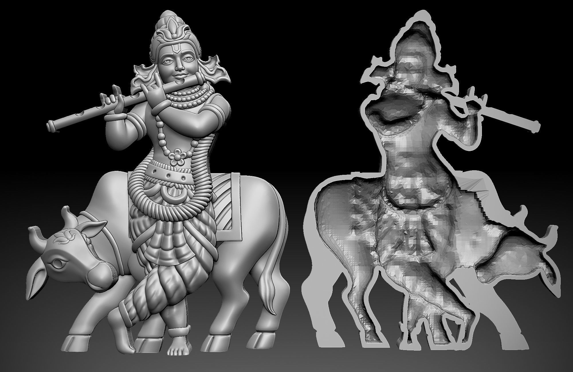 Krishna and cow version 2 3D print model_1