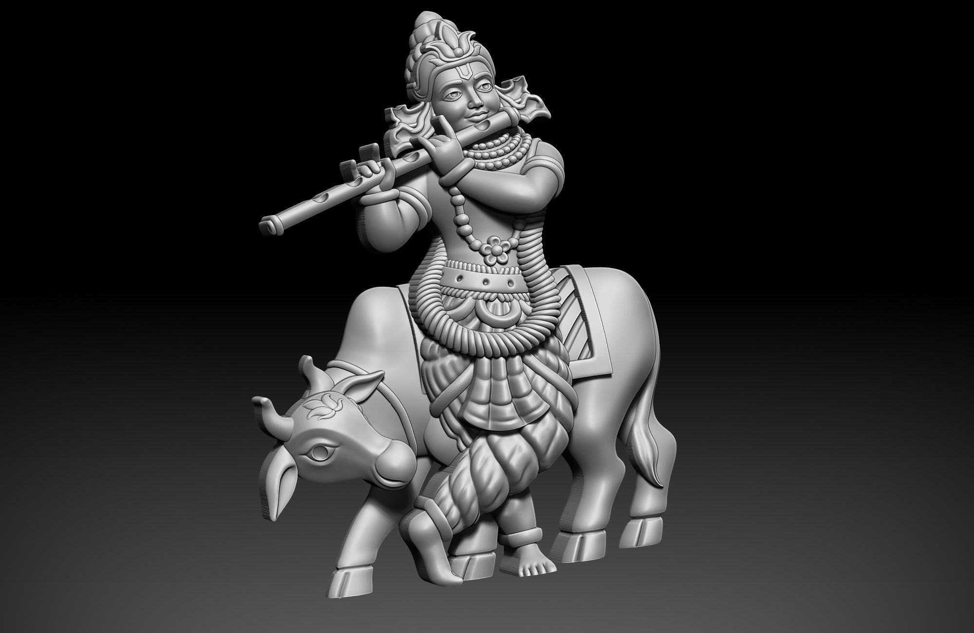 Krishna and cow version 2 3D print model_2