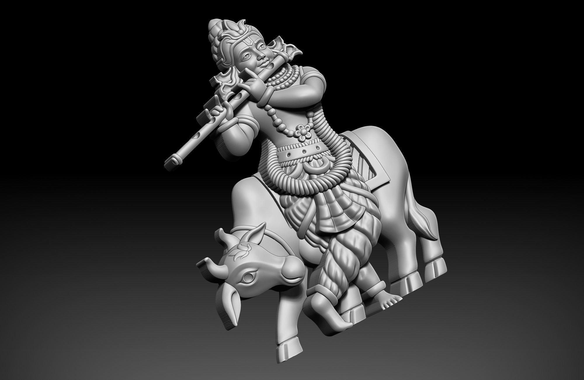 Krishna and cow version 2 3D print model_4