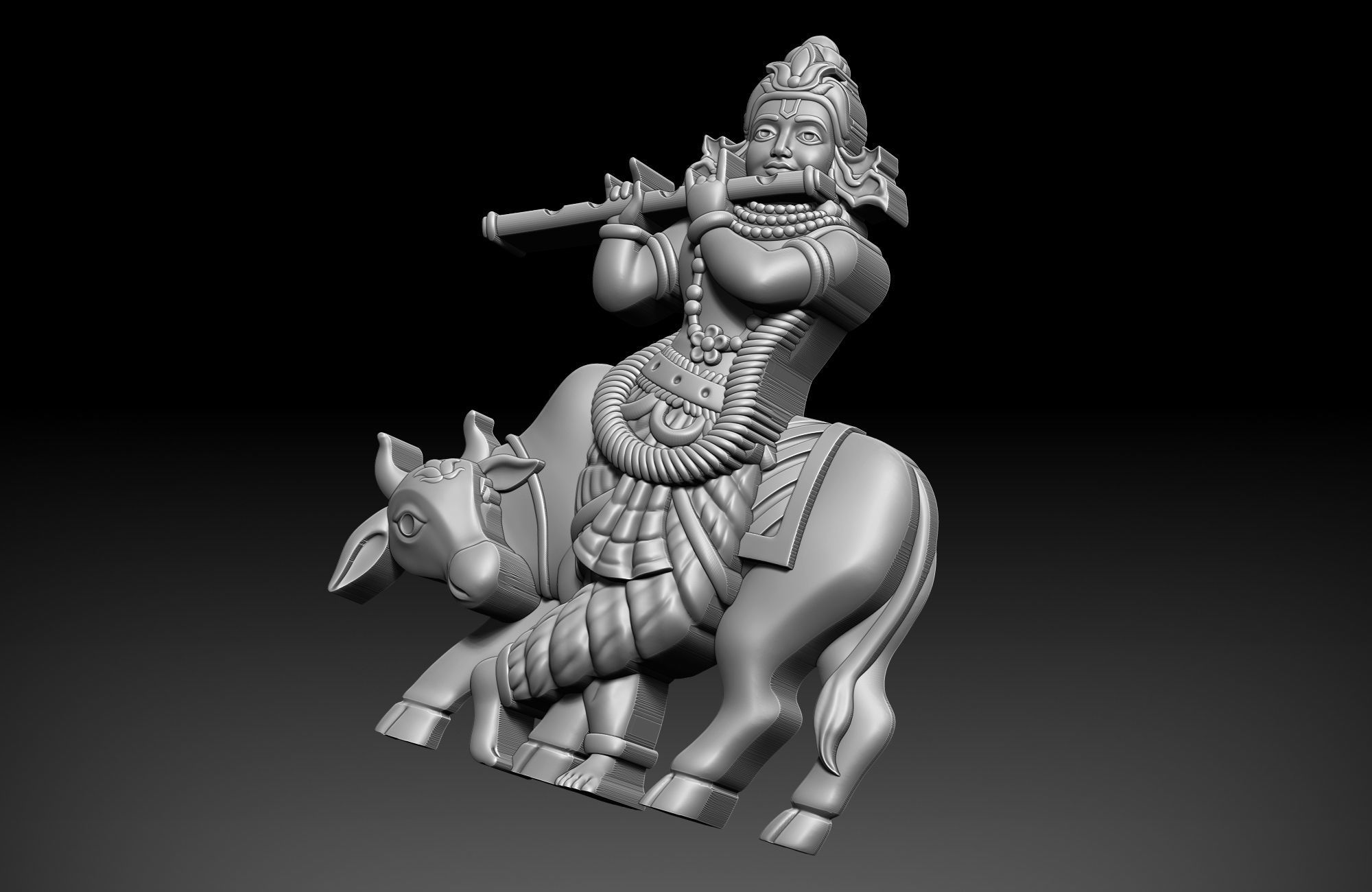 Krishna and cow version 2 3D print model_3