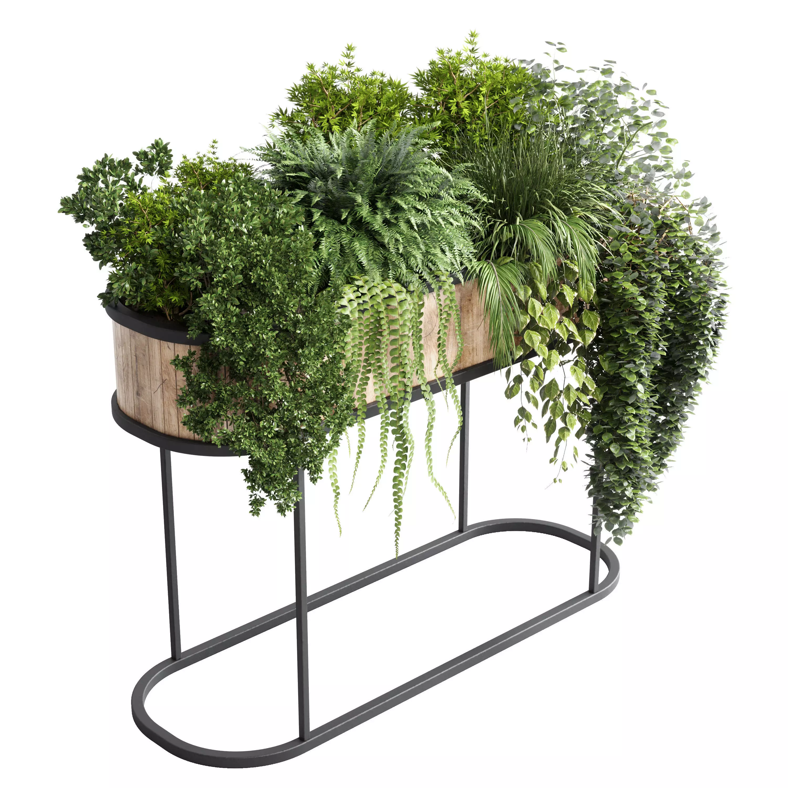 stand plant box Indoor plant 184 wood vase pot fern grass 3D model
