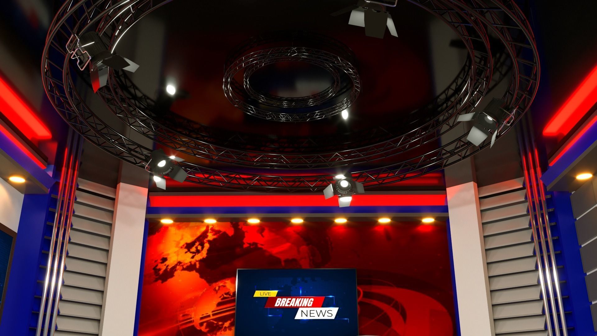 News virtual set 3D model_3