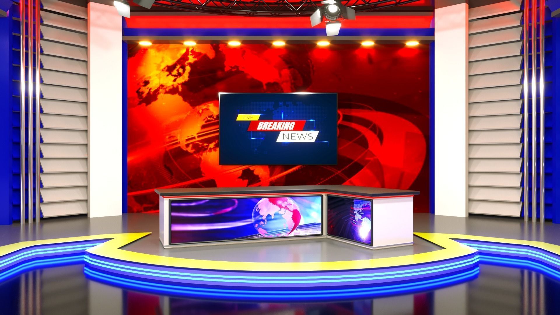 News virtual set 3D model_2