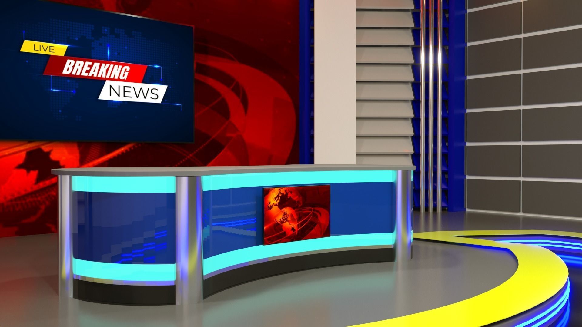 News virtual set 3D model_4