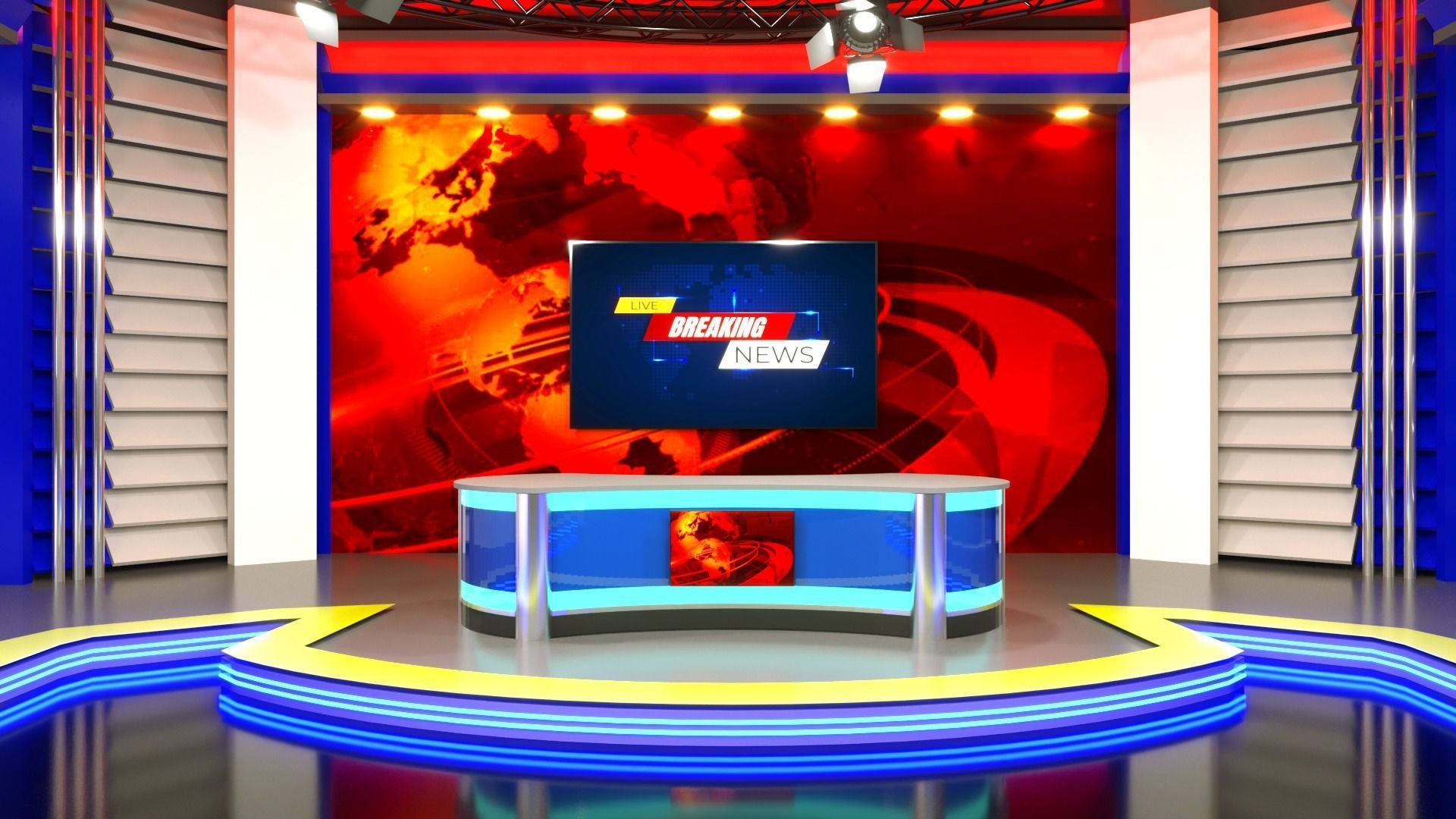 News virtual set 3D model_1