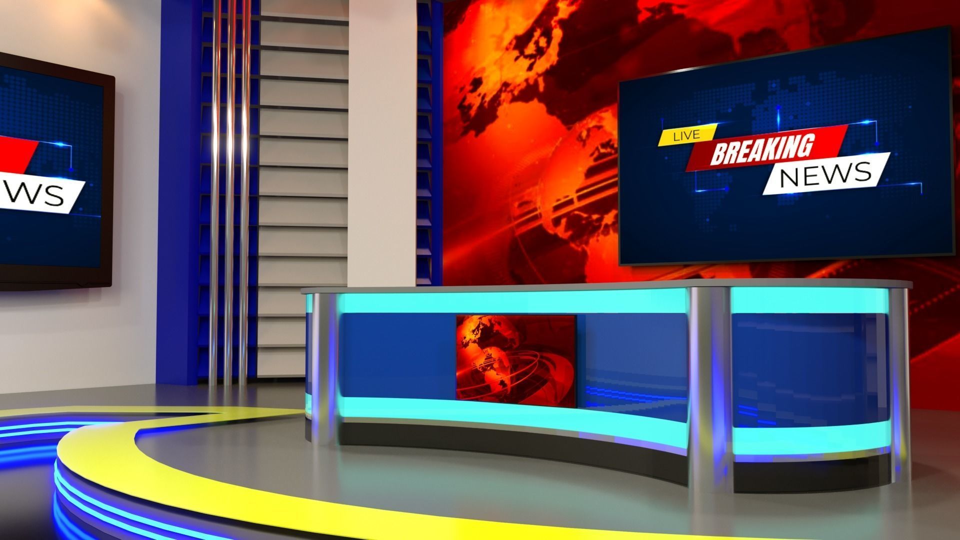 News virtual set 3D model_5