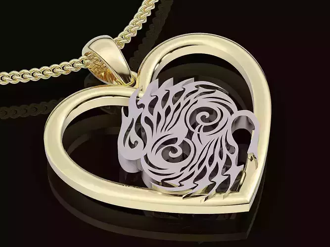 pisces zodiac pendent gold printable 3D jewelry model