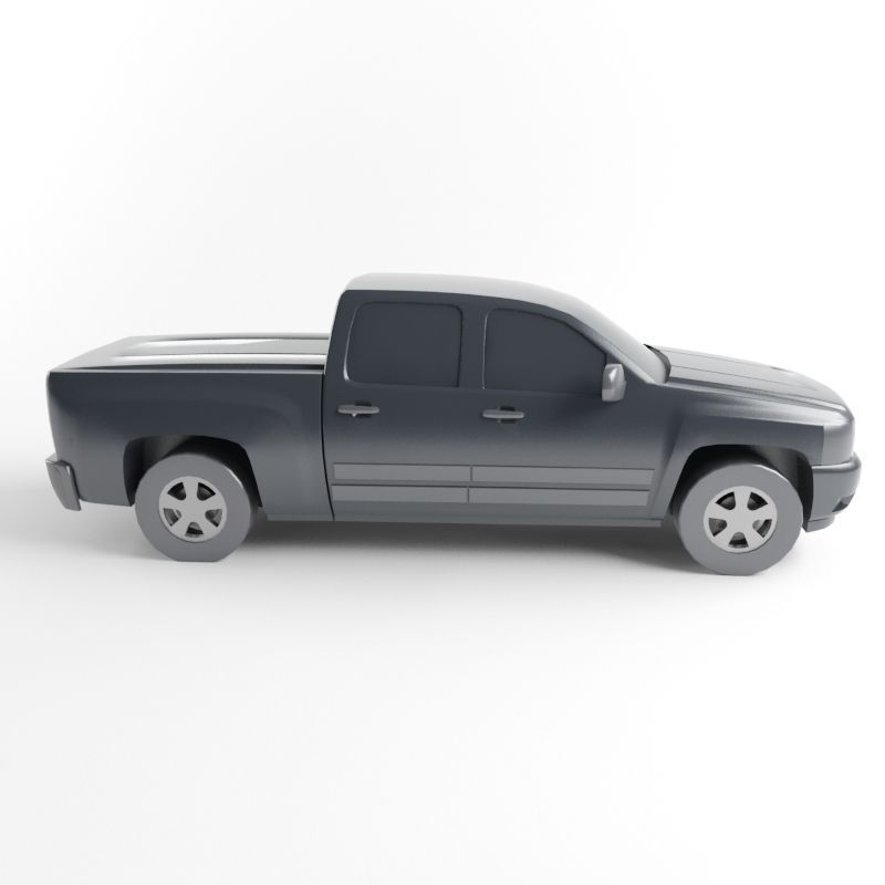 Low Poly Pickup Truck Game Ready Asset Low-poly 3D model_3