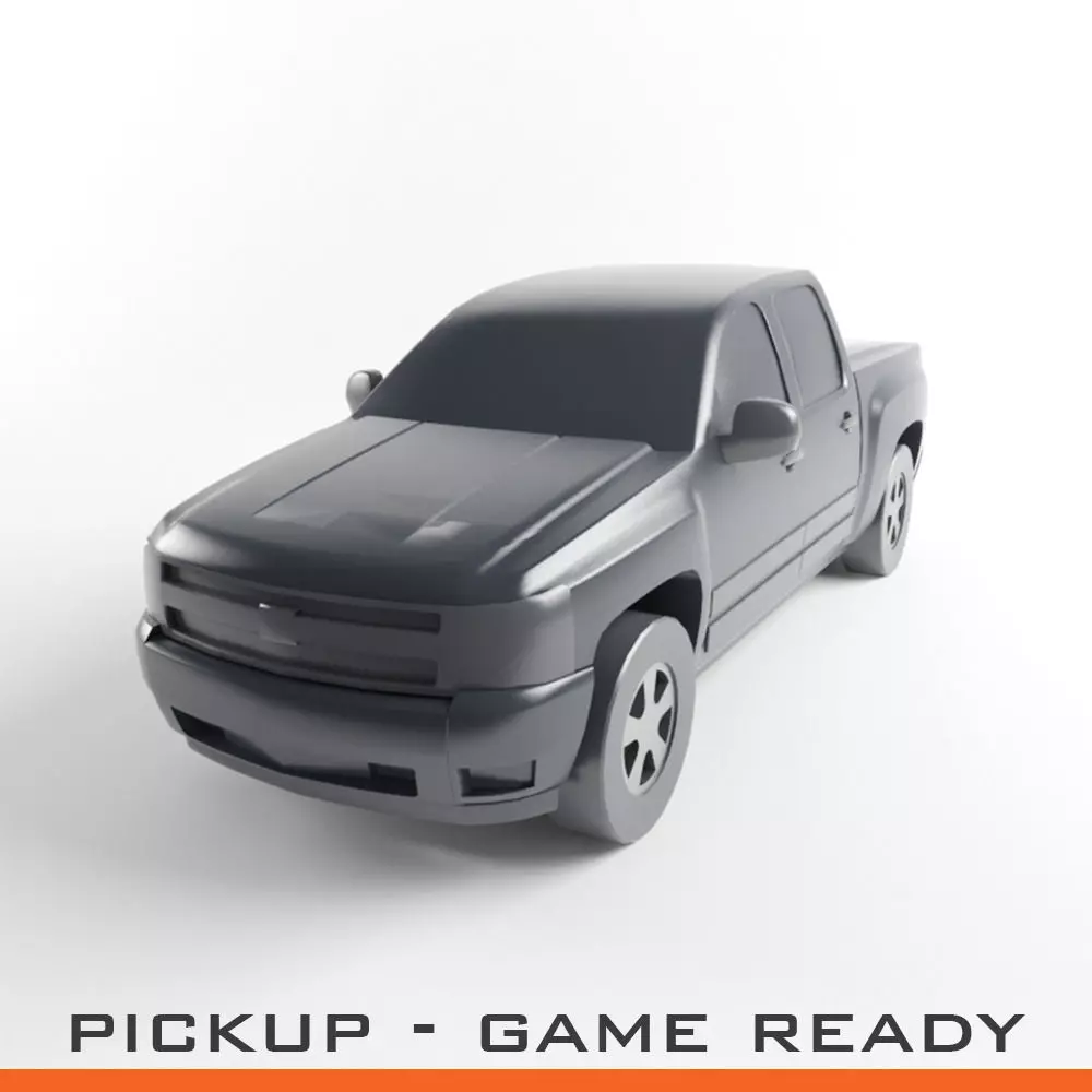 Low Poly Pickup Truck Game Ready Asset Low-poly 3D model_0