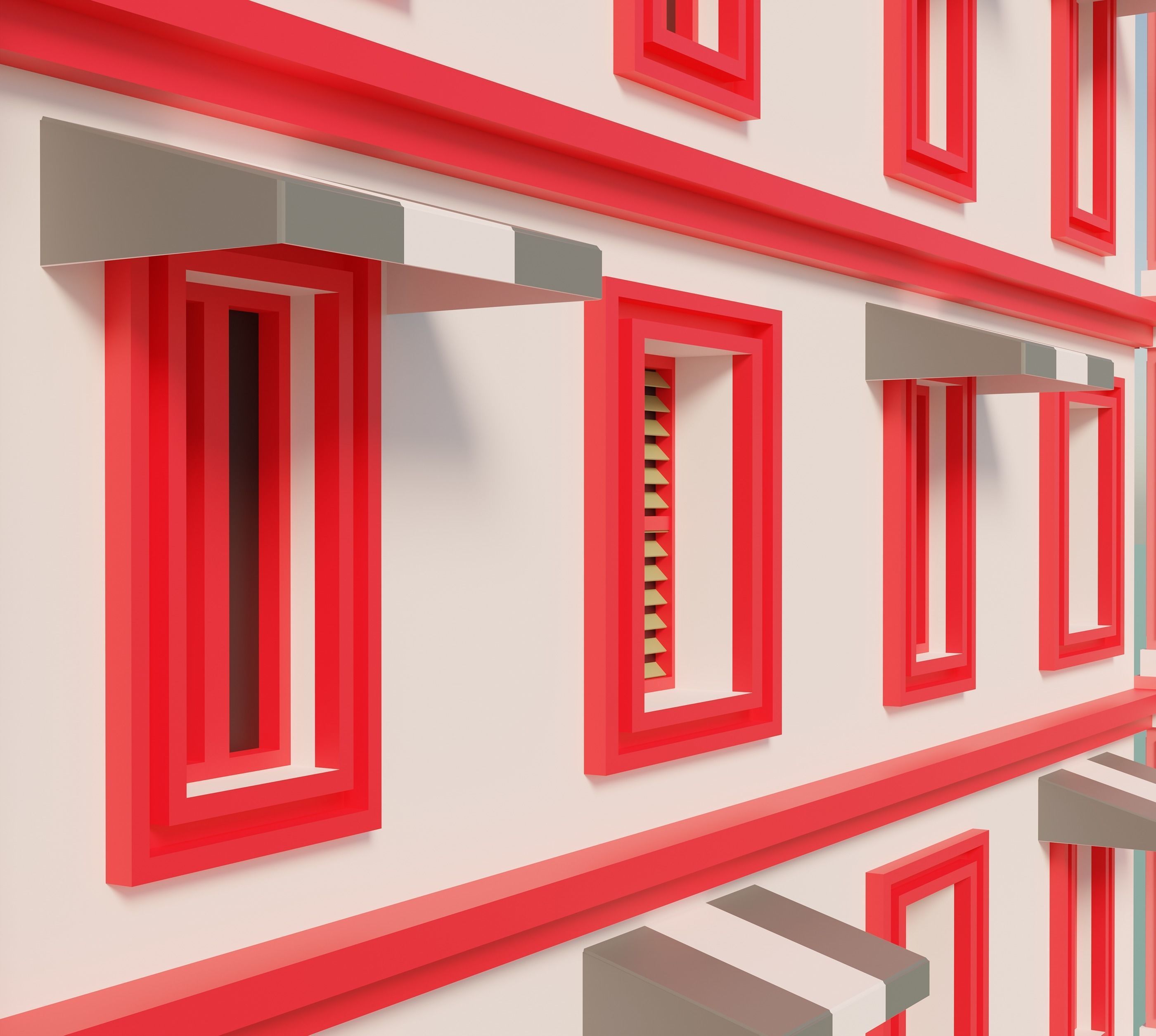 Apartments Building Low-poly 3D model_13