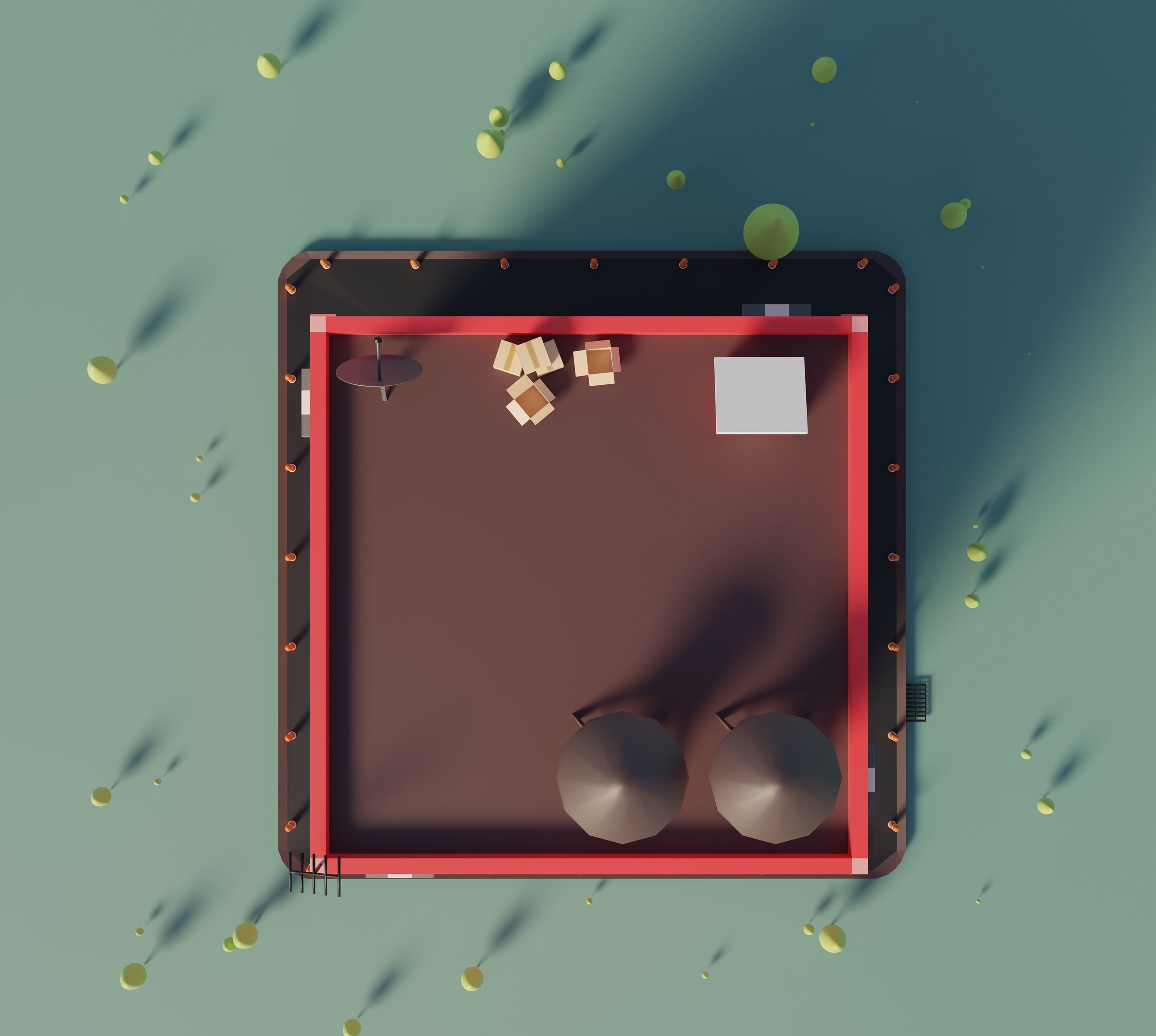 Apartments Building Low-poly 3D model_8