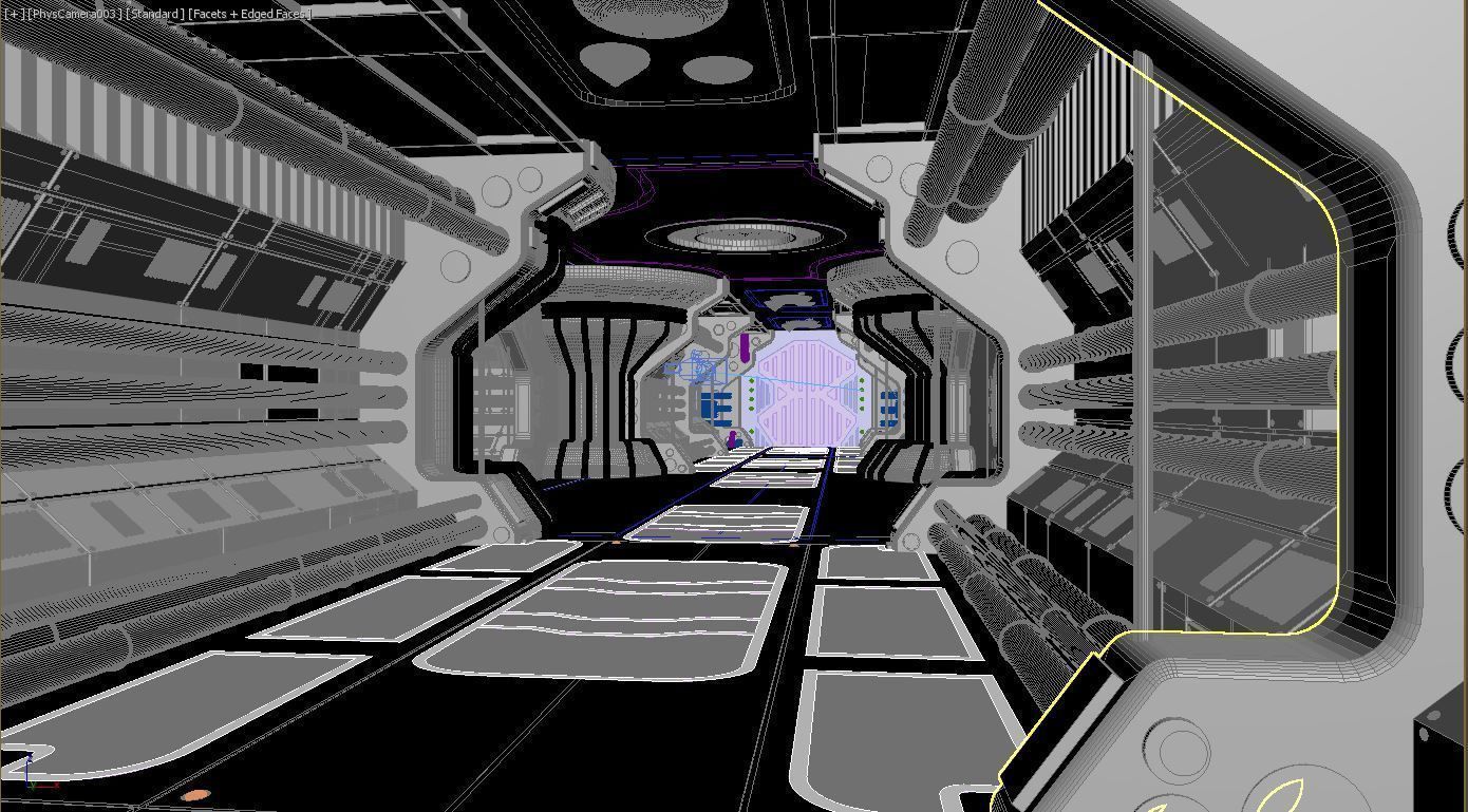 interyer futuristic spaceship interior 3D model_4