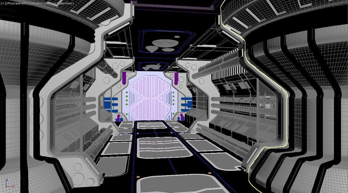 interyer futuristic spaceship interior 3D model_3
