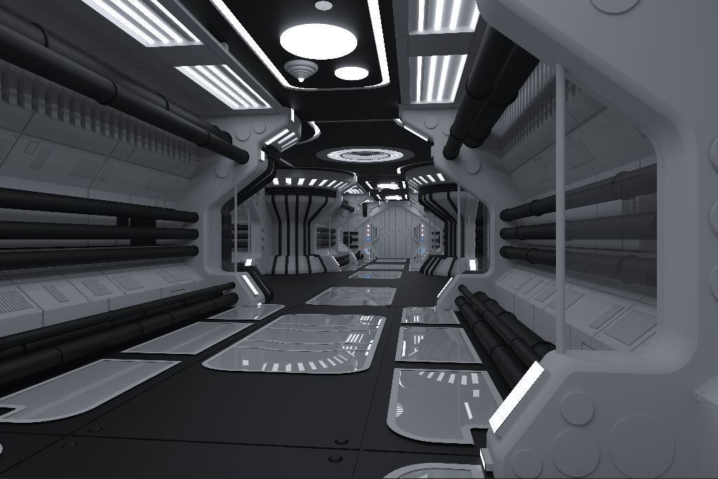 interyer futuristic spaceship interior 3D model_5