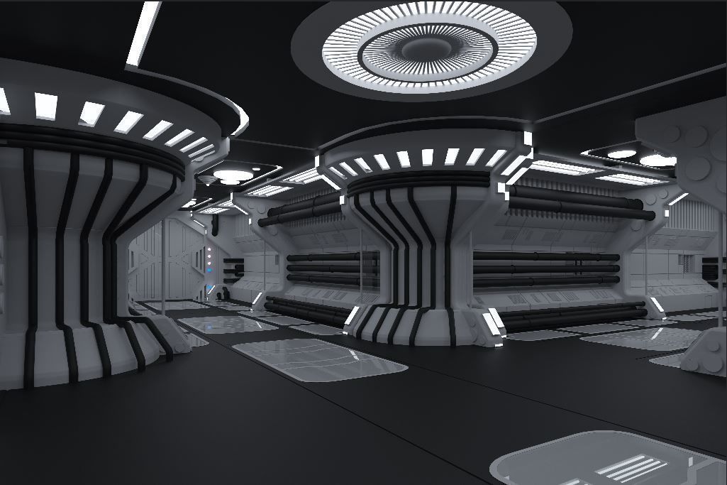 interyer futuristic spaceship interior 3D model_2