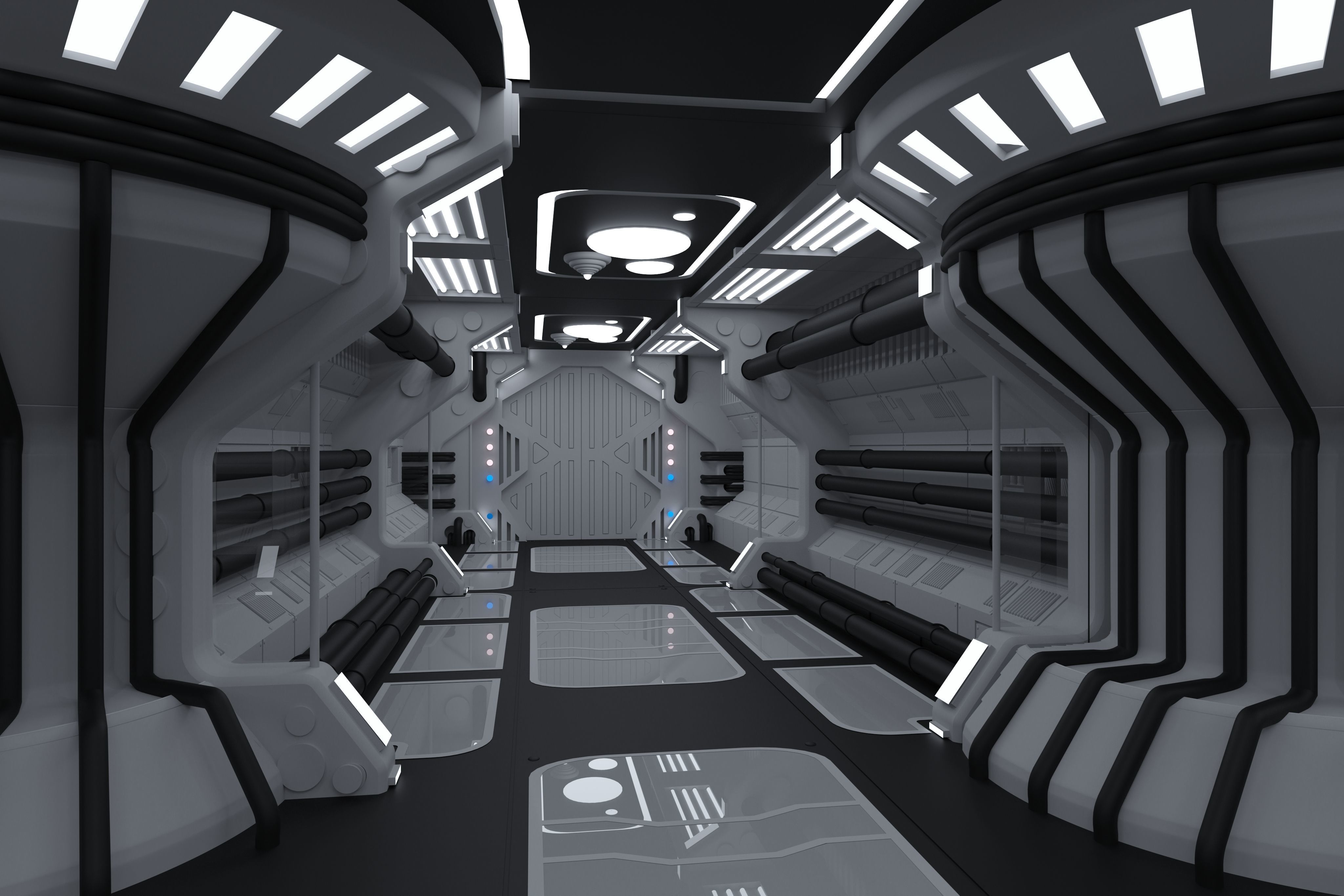 interyer futuristic spaceship interior 3D model_1