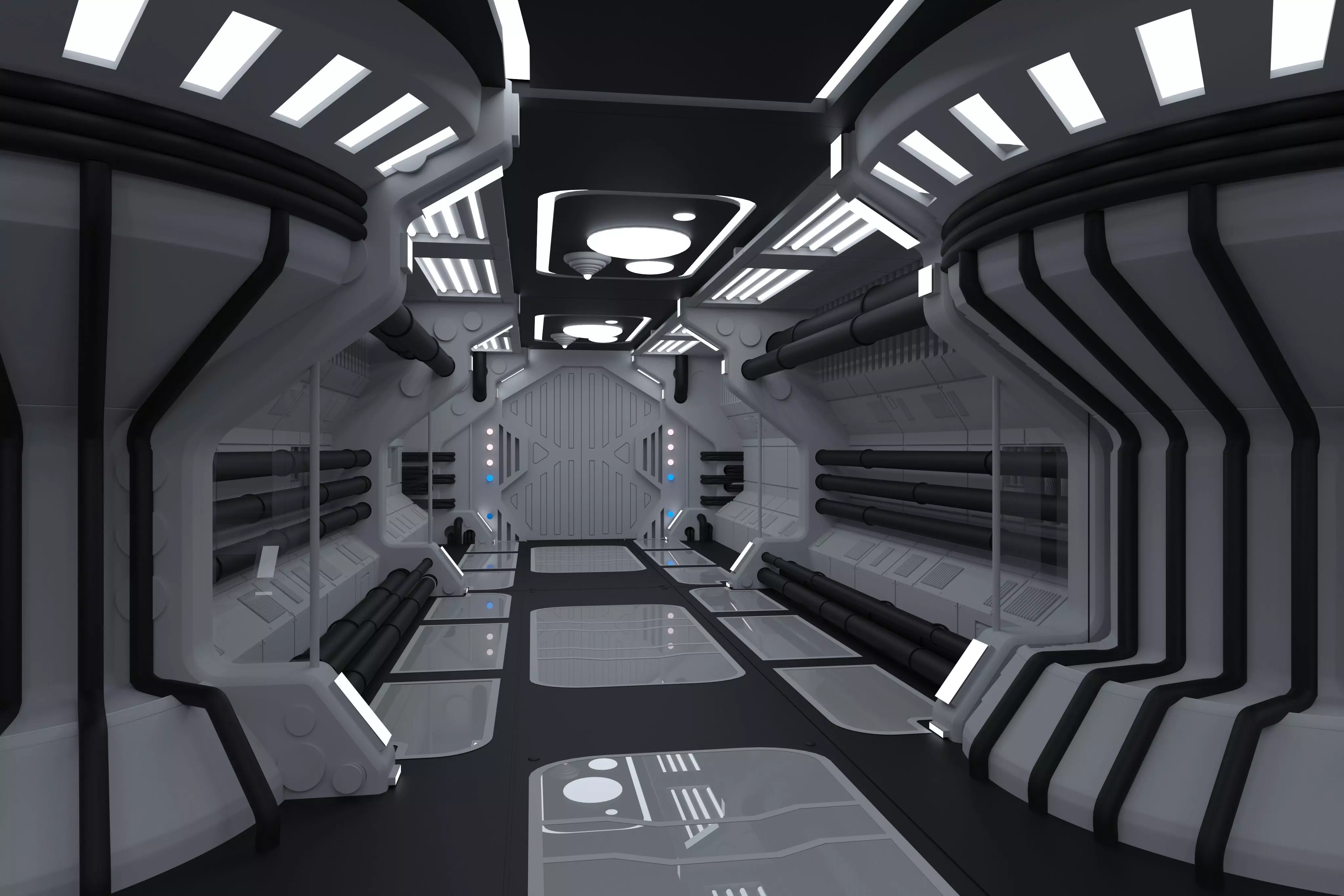 interyer futuristic spaceship interior 3D model_0